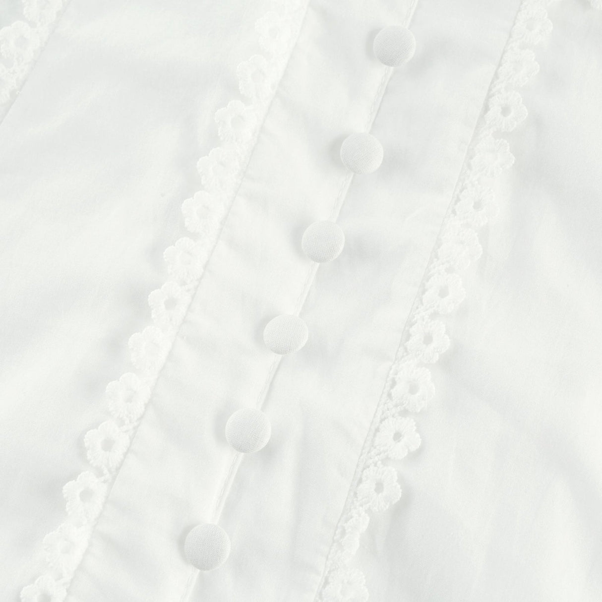 Coline Midi Dress - Soft Round Neckline - Short Puffed Sleeves - Floral Embroidery - Tiered Skirt - Semi - Sheer Style