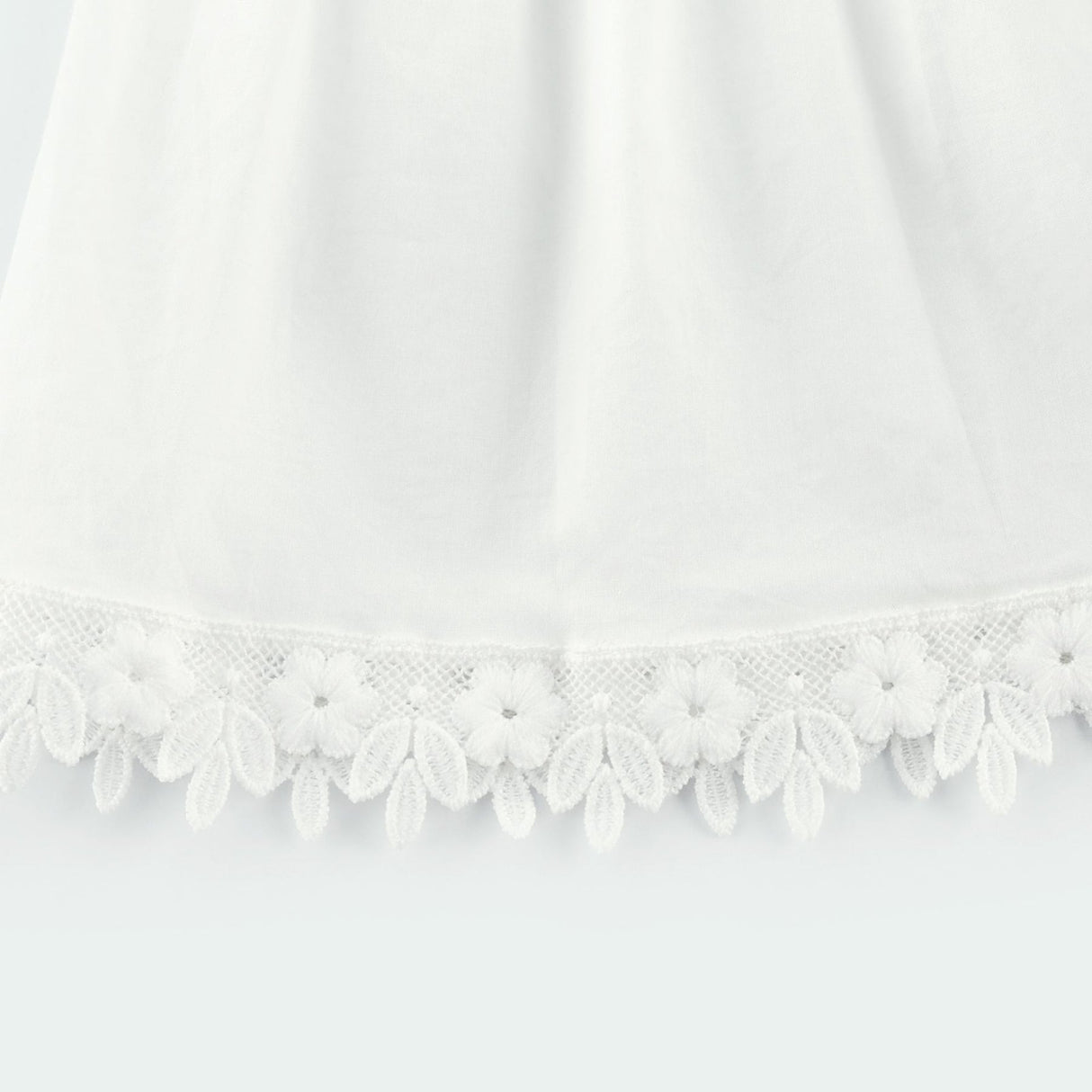 Coline Midi Dress - Soft Round Neckline - Short Puffed Sleeves - Floral Embroidery - Tiered Skirt - Semi - Sheer Style