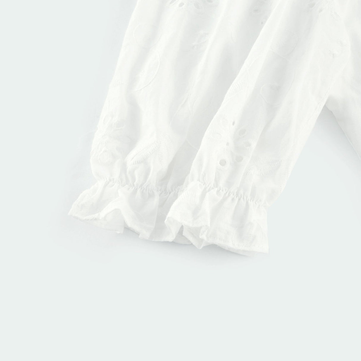 Coline Midi Dress - Soft Round Neckline - Short Puffed Sleeves - Floral Embroidery - Tiered Skirt - Semi - Sheer Style