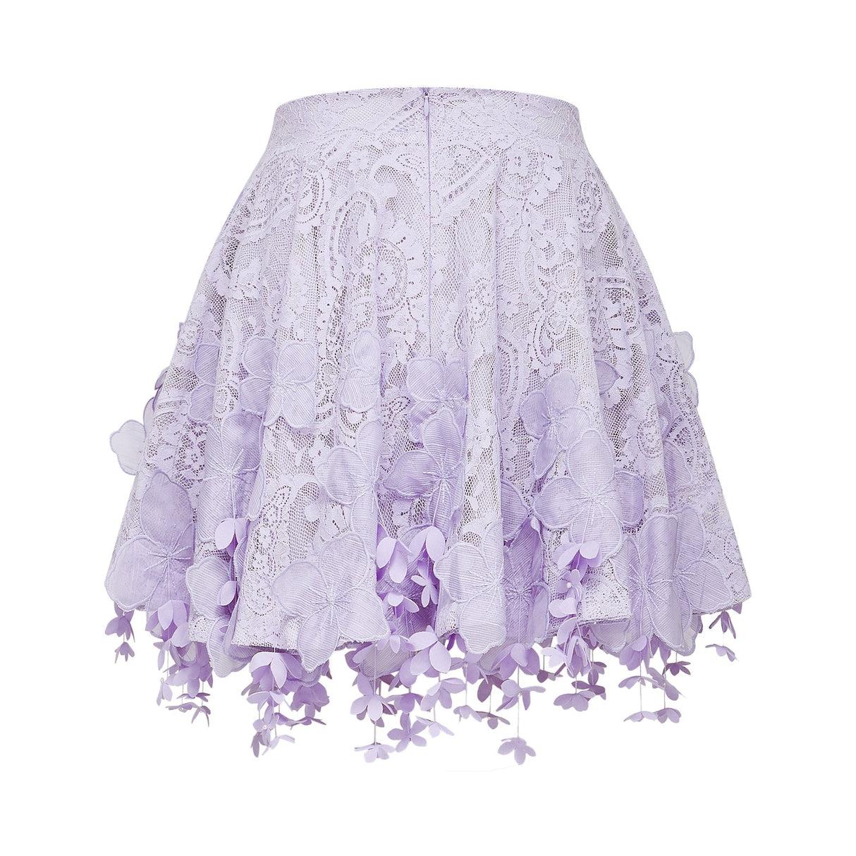 Colomba Skirt & Top Set - Lace Embroidery - Notched Lapels - Faux - Flower Embellishment - Mini Length