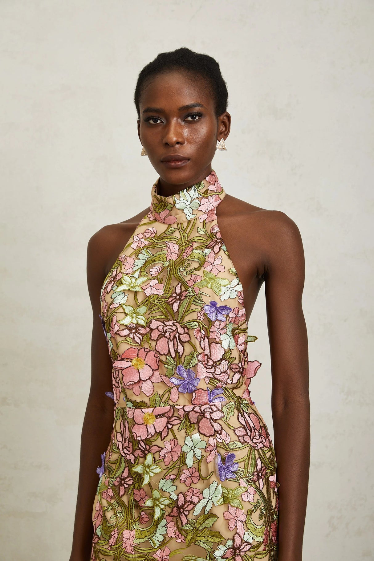 Consuelo Green Floral Embroidered Mesh Mini Dress