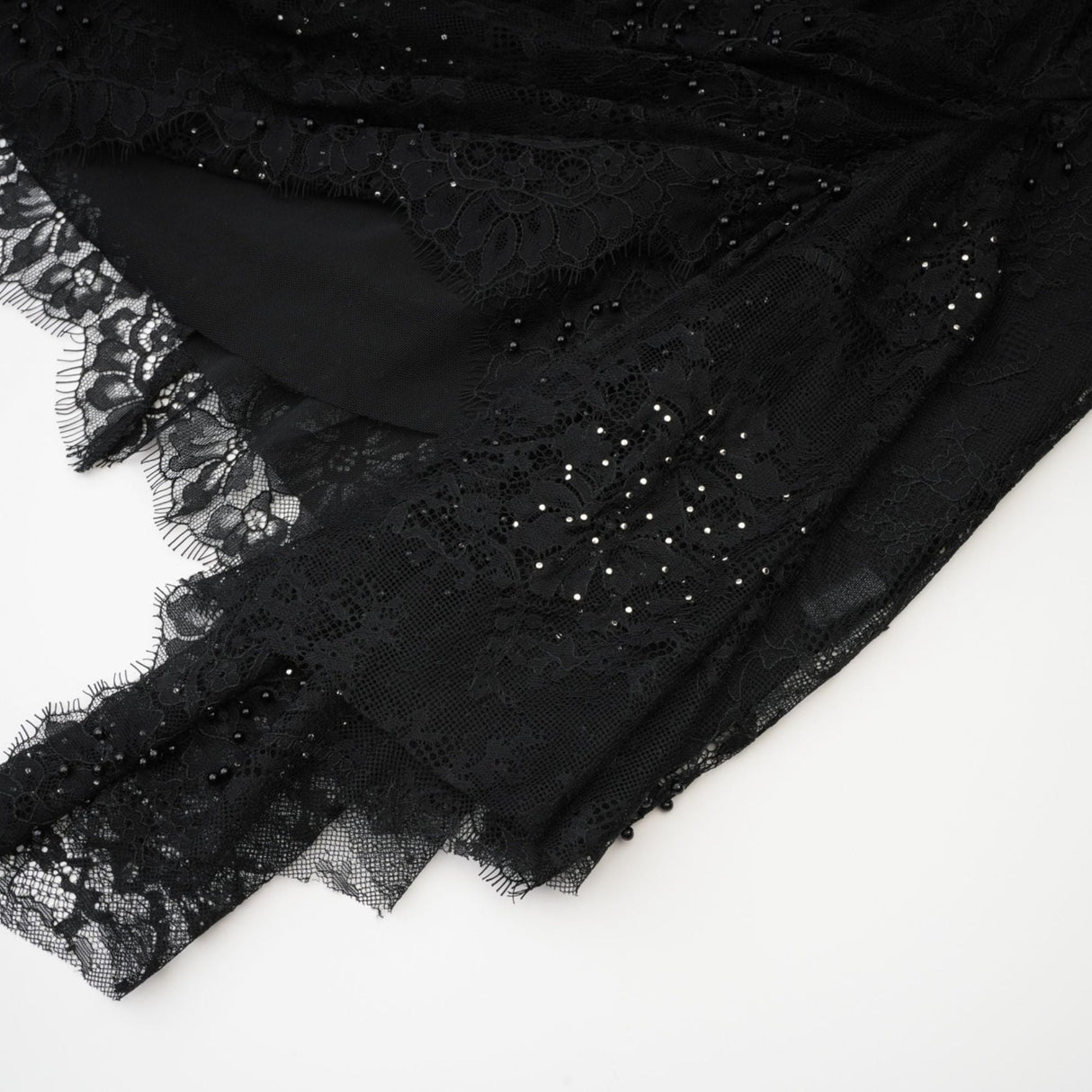 Coraline Off Shoulder Mini Dress - Mesh Floral Lace - Faux - Pearl Embellishment - Ribbon Detail - Lace Hem