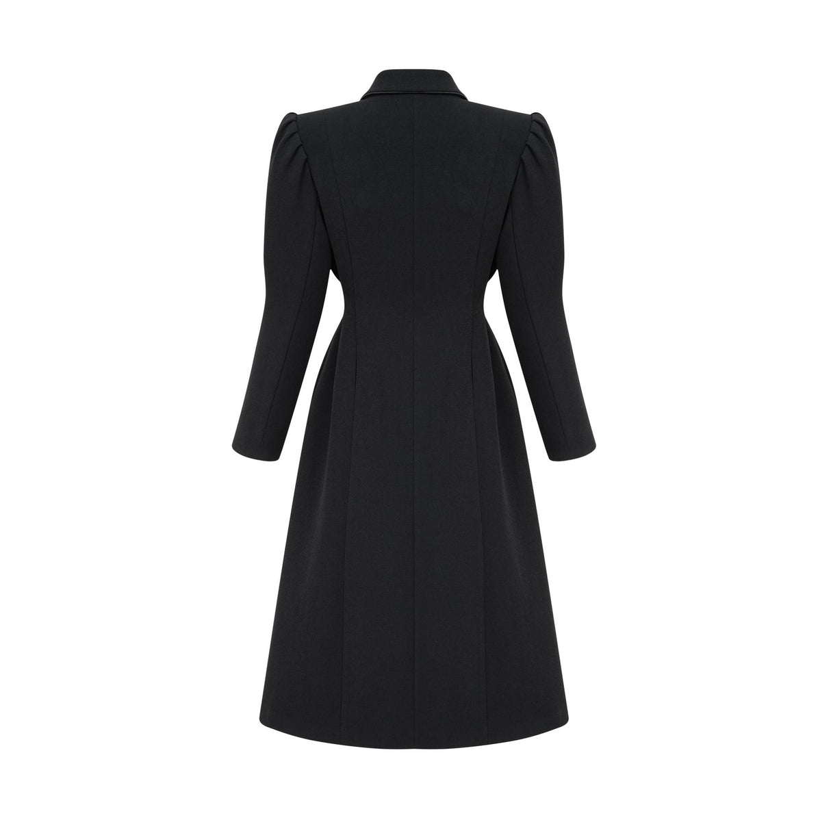 Corinna Long Sleeve Midi Dress - Lapel Neckline - Pleat Detailing - Waist - Tightened Design - Front Button Fastening
