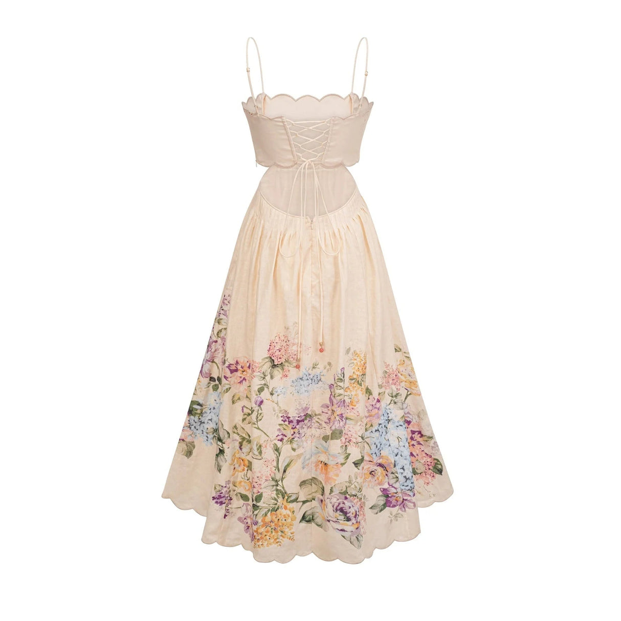 Costanza Midi Dress Floral Print & Cut - Out Neutrals