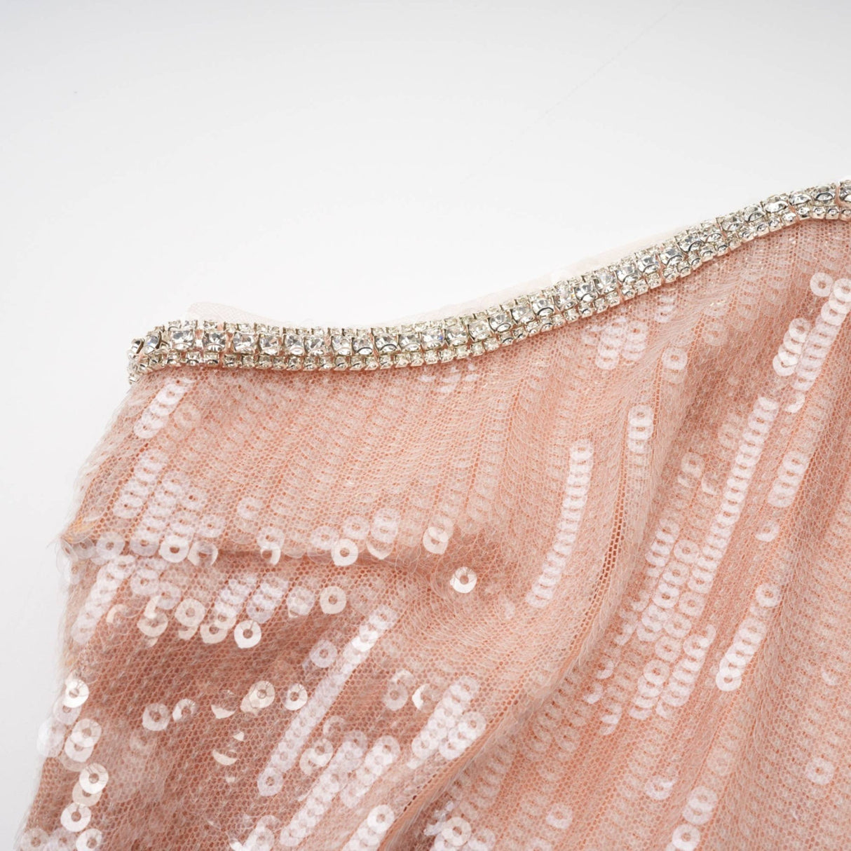 Costanza Mini Dress – Sequin – Front Floral Decorated – Crystal Strap