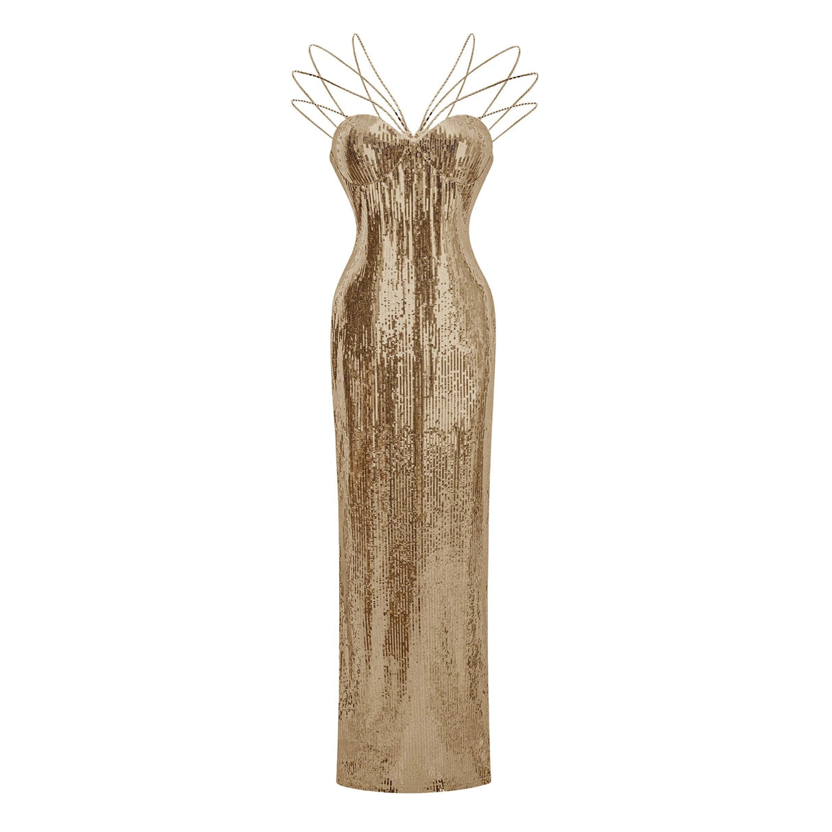 Cressida Gold Sparkly Embellished Maxi Dress