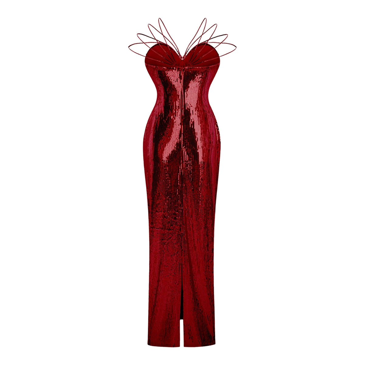 Cressida Red Sparkly Embellished Maxi Dress