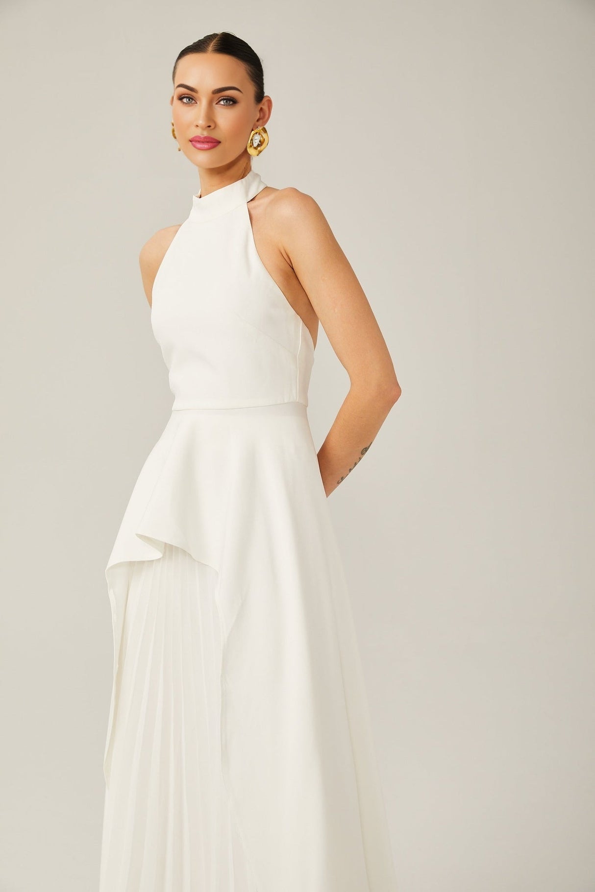 Cristiana Dress - halter neck - Two - piece - Open - Back - Ruffled