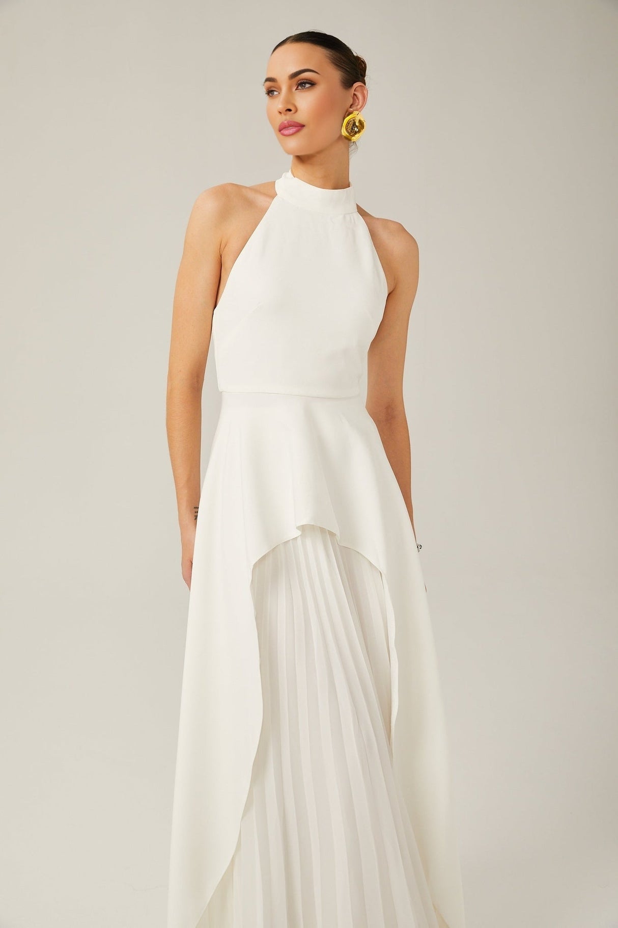 Cristiana Dress - halter neck - Two - piece - Open - Back - Ruffled