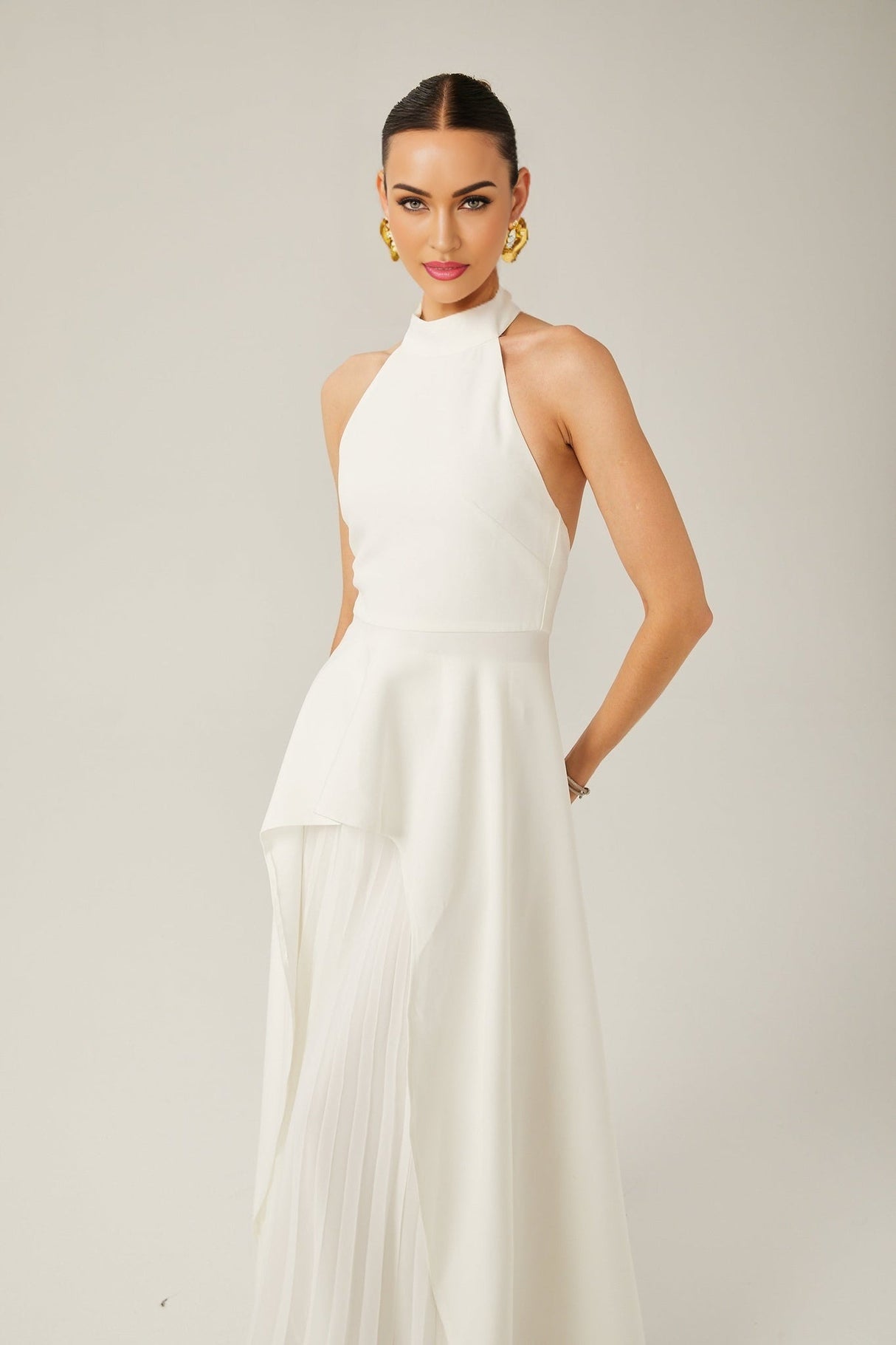 Cristiana Dress - halter neck - Two - piece - Open - Back - Ruffled