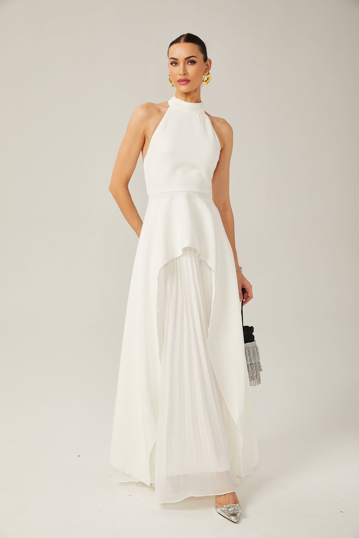 Cristiana Dress - halter neck - Two - piece - Open - Back - Ruffled