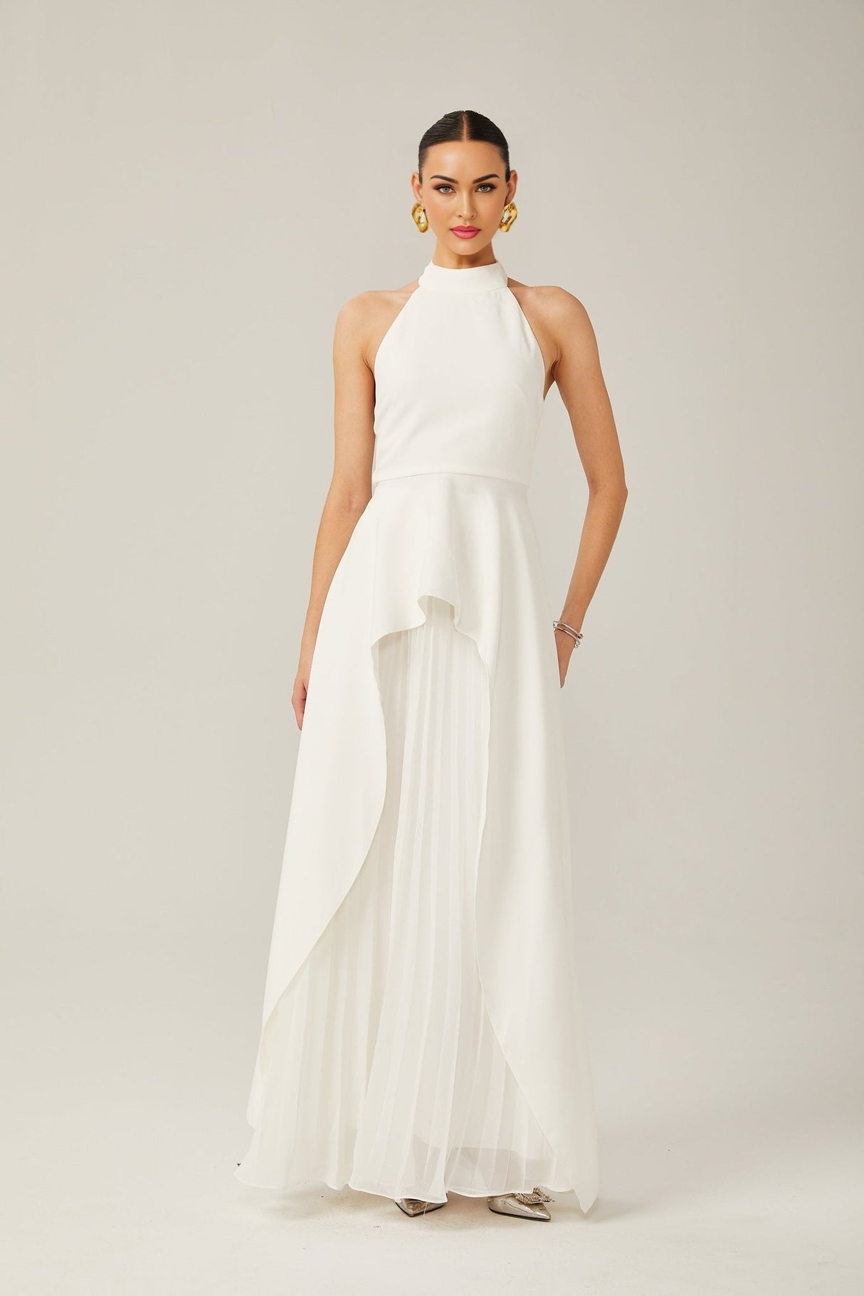 Cristiana Dress - halter neck - Two - piece - Open - Back - Ruffled