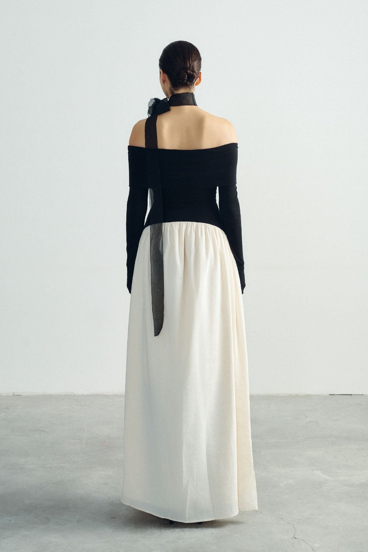 Sofia Off Shoulder Maxi Dress – Adjustable Neckline – Soft Stretch Fit