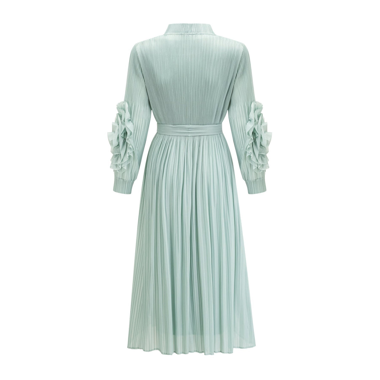 Cynthia Dress & Coat - Long Sleeve Faux - Flower Design - Elasticated Cuffs - Pleated Midi Dress