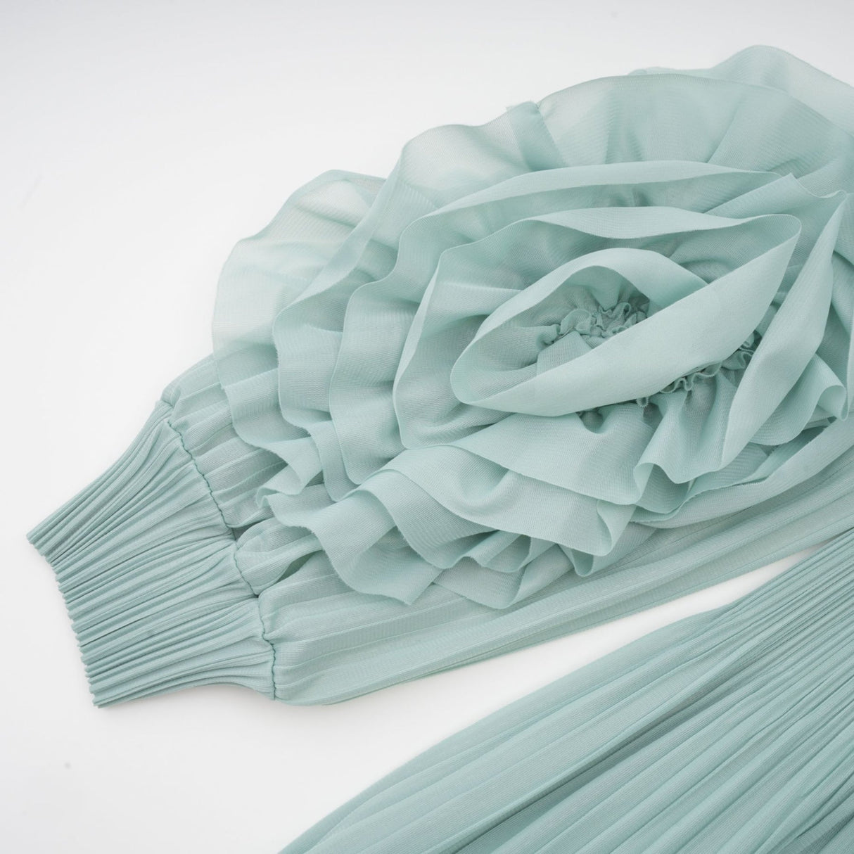 Cynthia Dress & Coat - Long Sleeve Faux - Flower Design - Elasticated Cuffs - Pleated Midi Dress