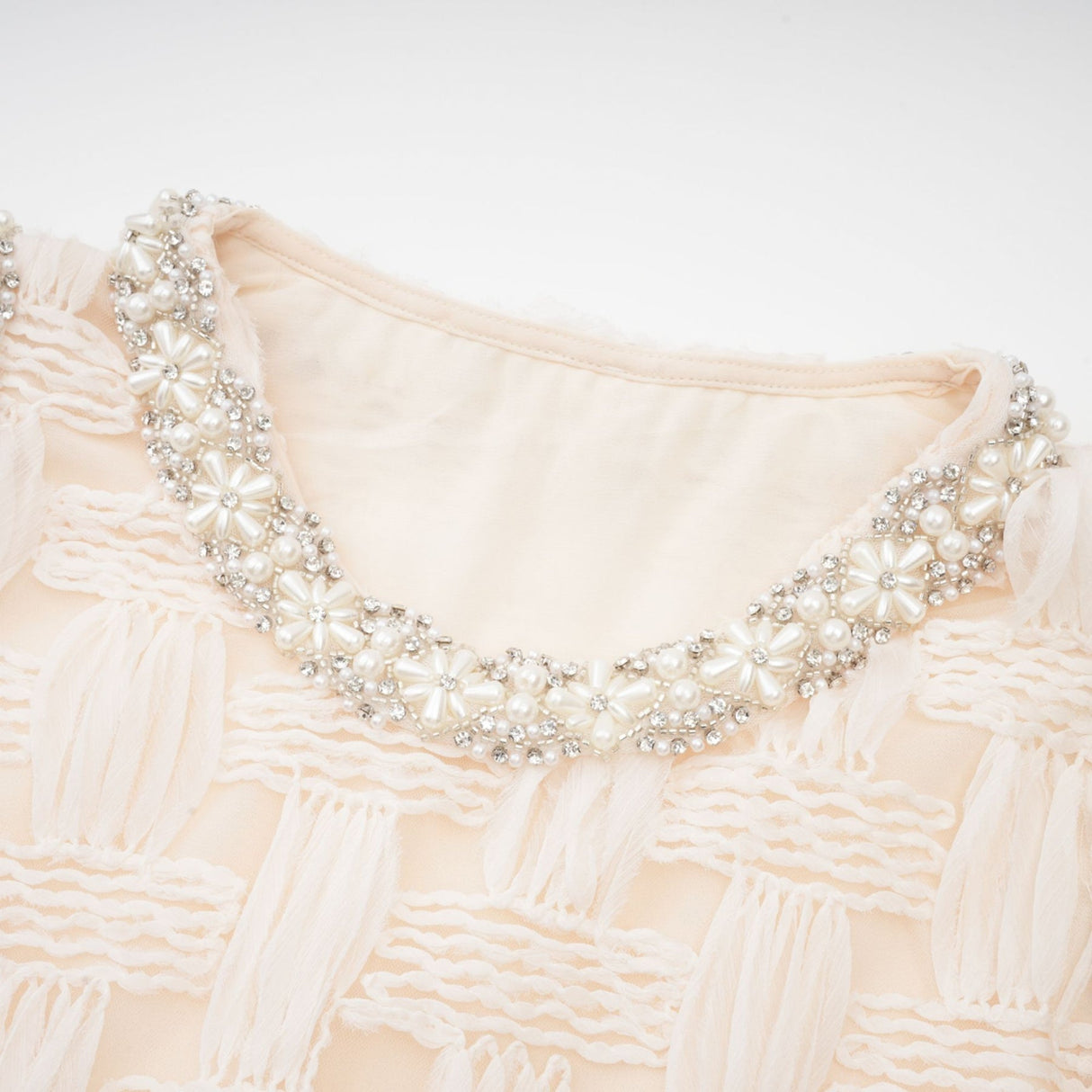 Dahlia Mini Dress - Sleeveless - Round Neck - Pleat & Crystal Embellishments