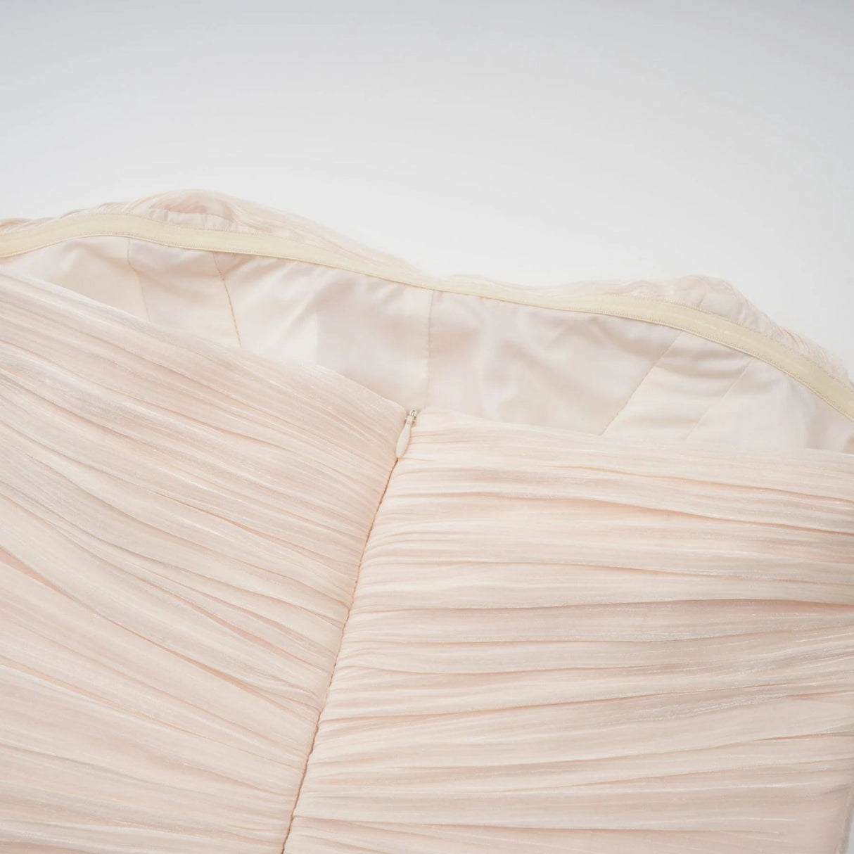 Dakota Maxi Dress Ruffled Pleated Neutral Glitter Strapless & Corset