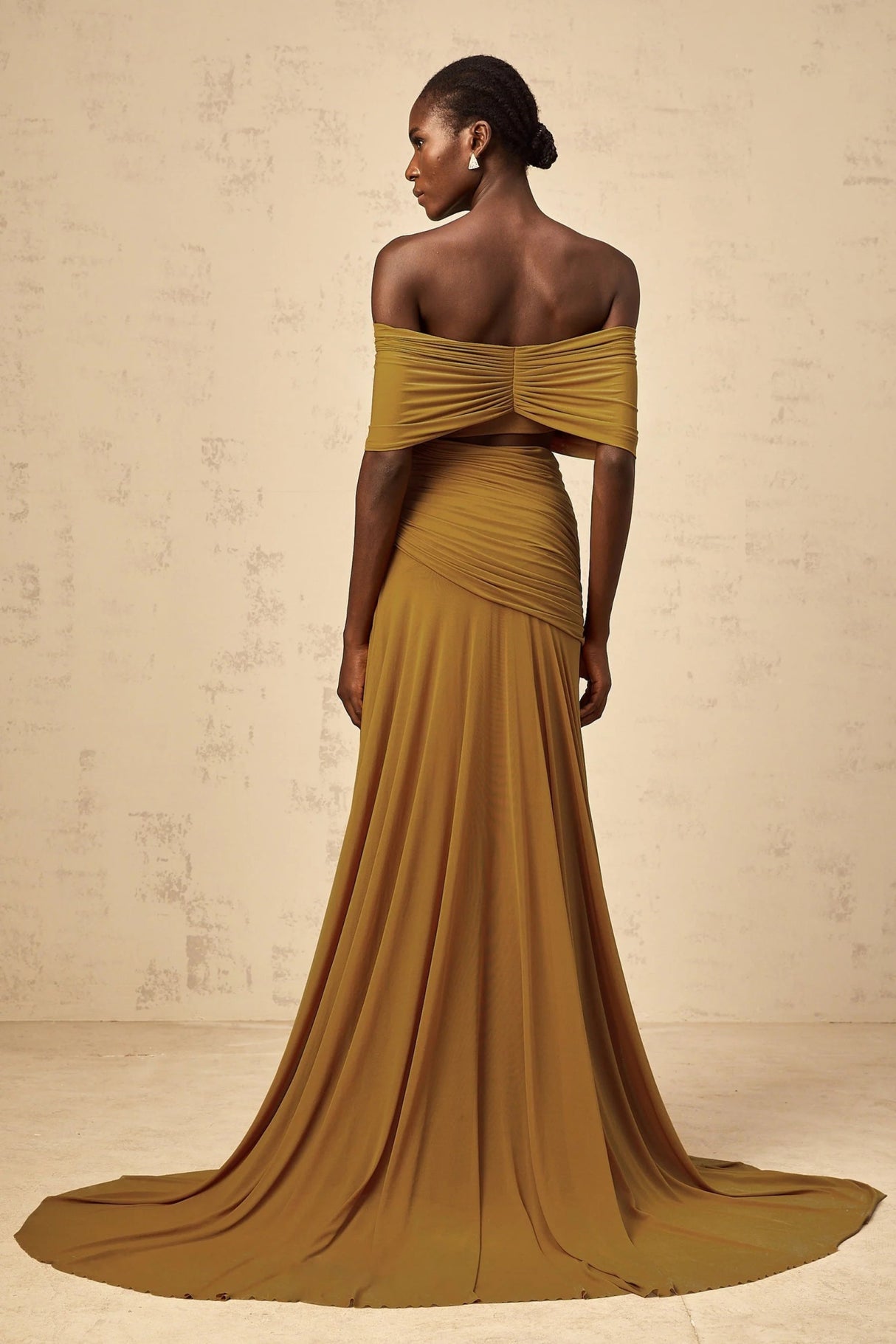 Dakota Maxi Dress Yellow Off - shoulder Cut - out & Ruched