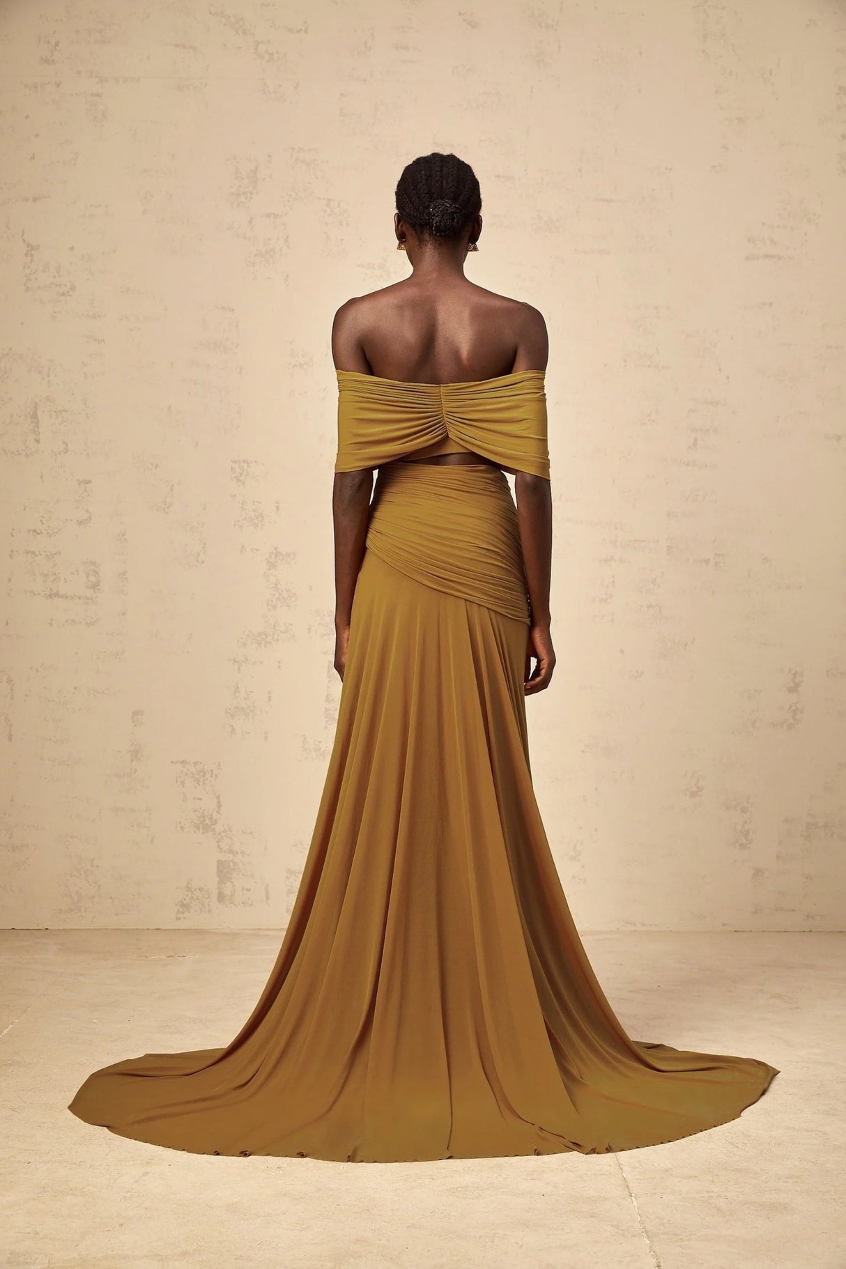 Dakota Maxi Dress Yellow Off - shoulder Cut - out & Ruched