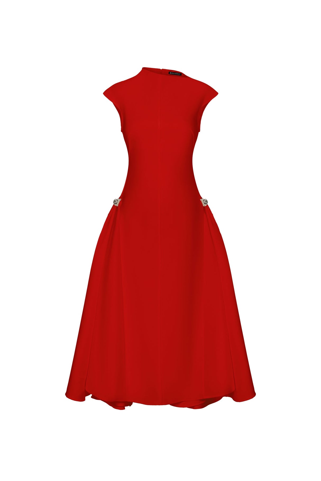 Dakota Red Sleeveless Maxi Dress with High Neckline and Tailored Silhouette