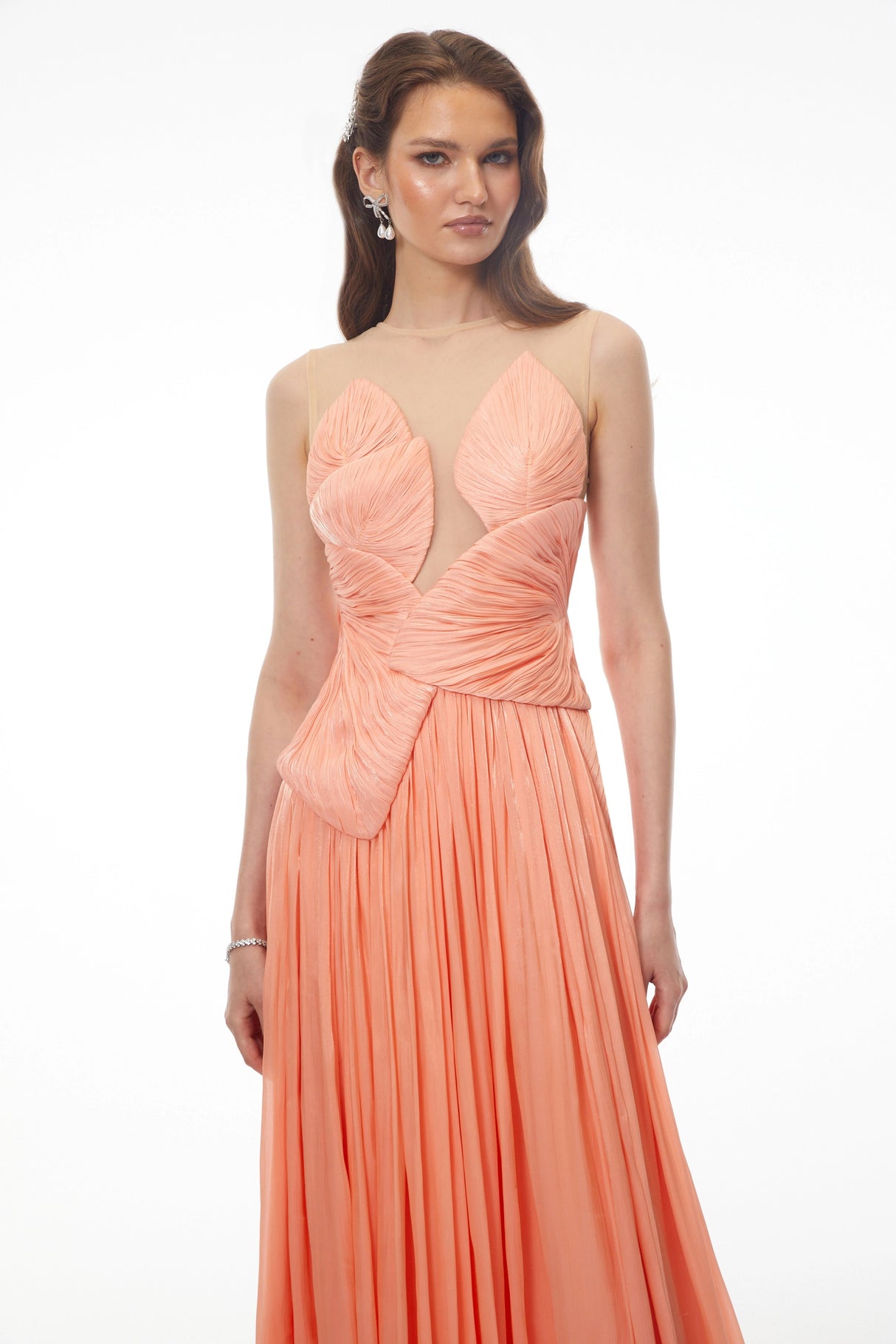 Dalila Pink Backless Asymmetrical Ruched Maxi Dress