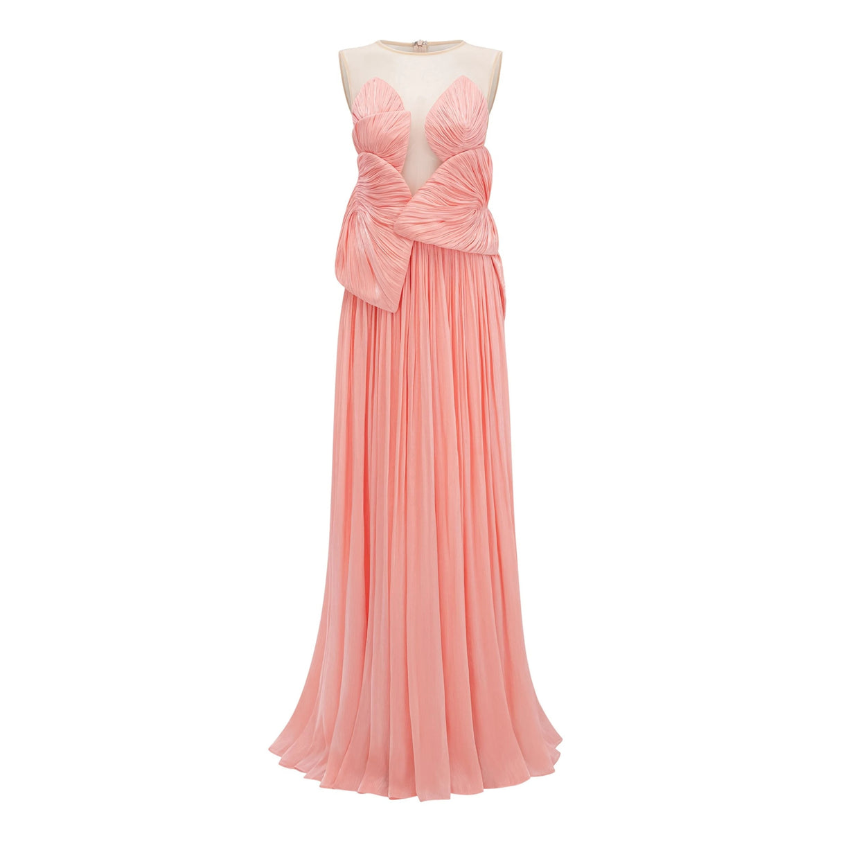 Dalila Pink Backless Asymmetrical Ruched Maxi Dress