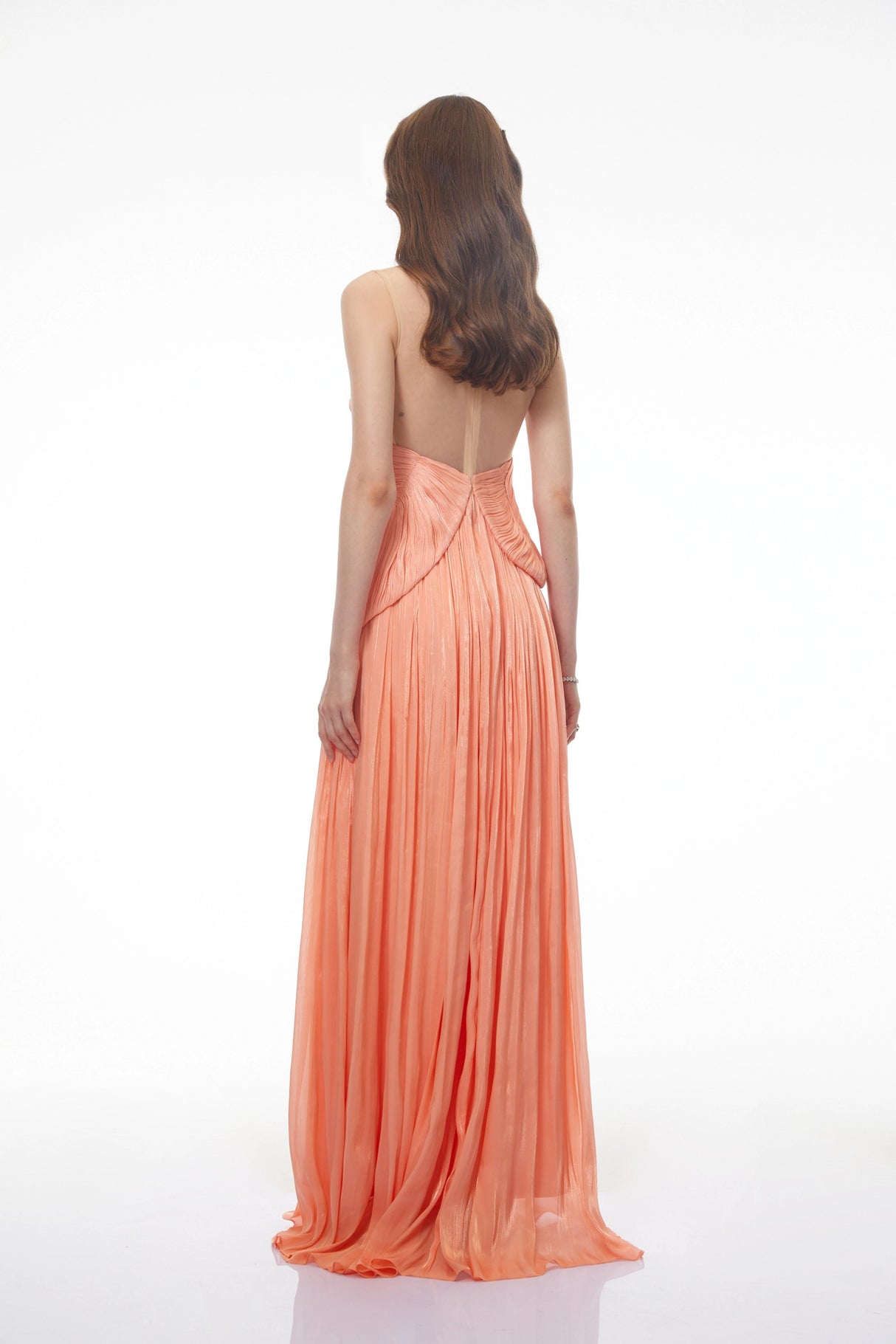 Dalila Pink Backless Asymmetrical Ruched Maxi Dress