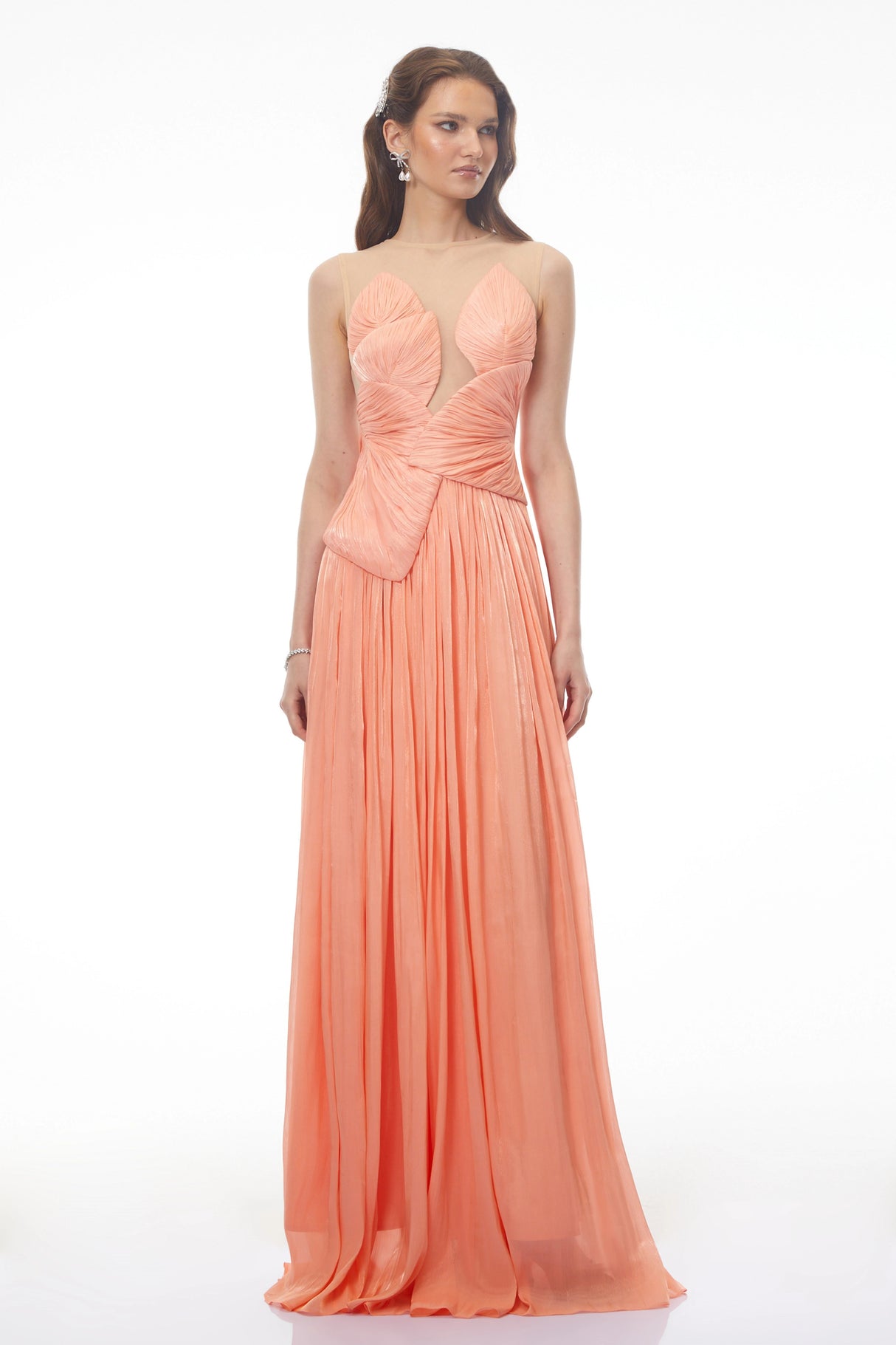 Dalila Pink Backless Asymmetrical Ruched Maxi Dress