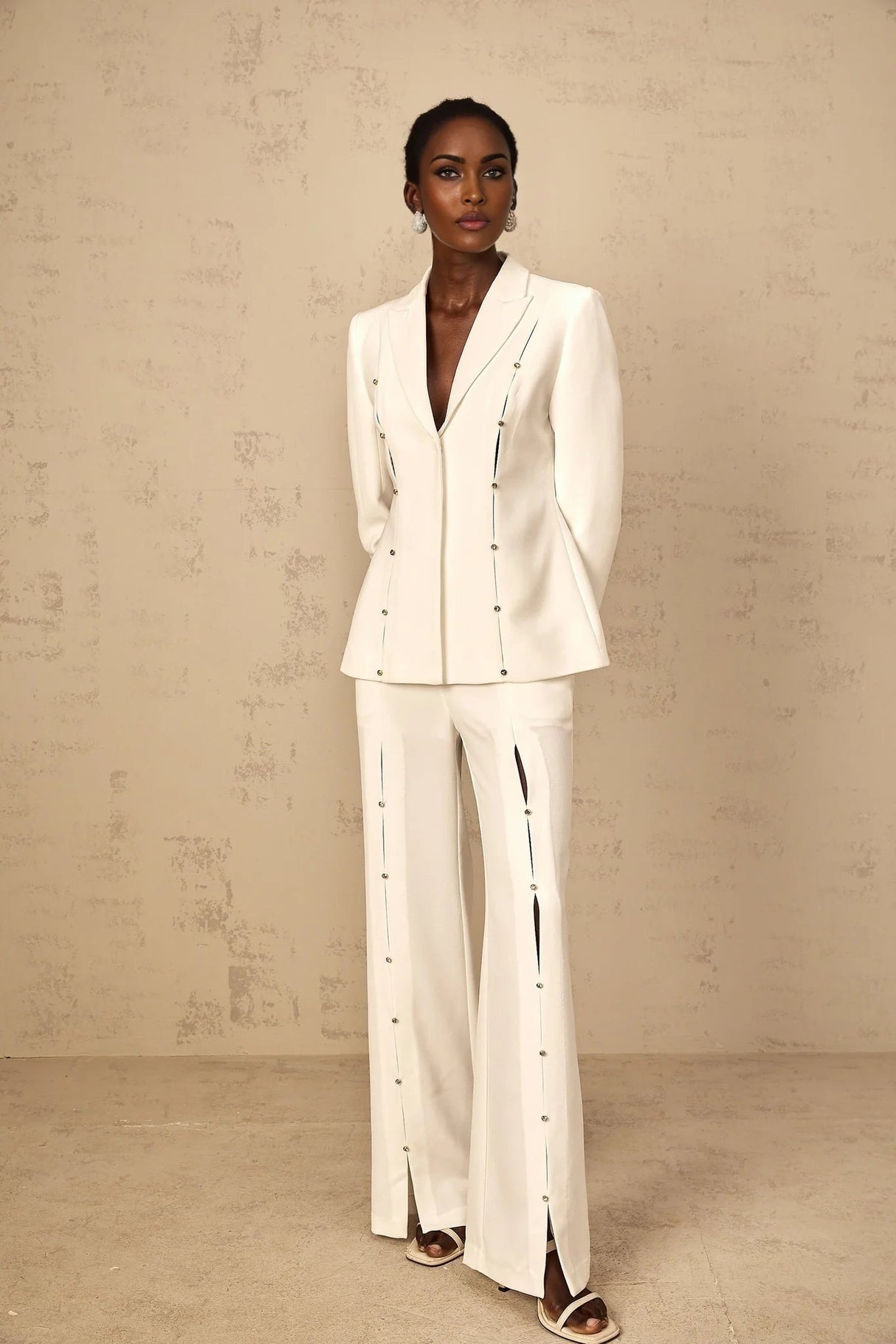 Dallas Blazer & Trousers Set Rhinestone & Wide Leg