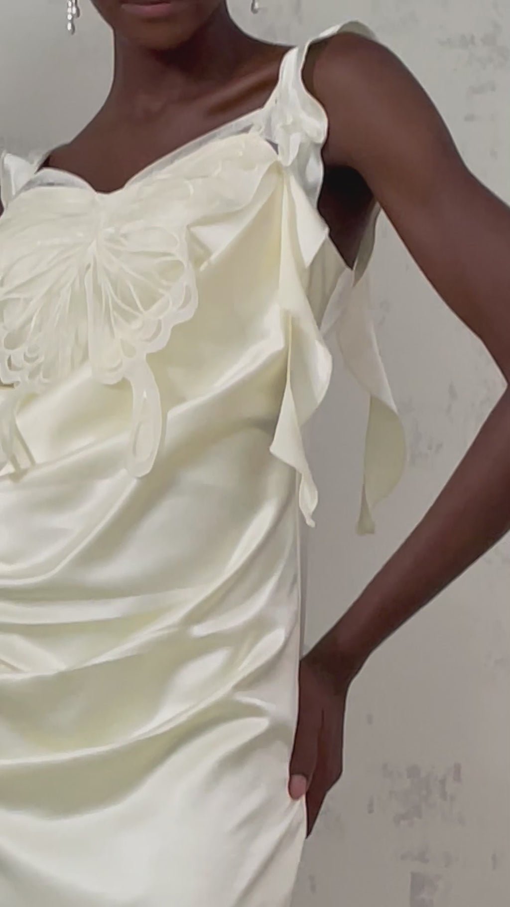 Dallas Mini Dress – Satin Finish – Sleeveless – Butterfly Appliqué