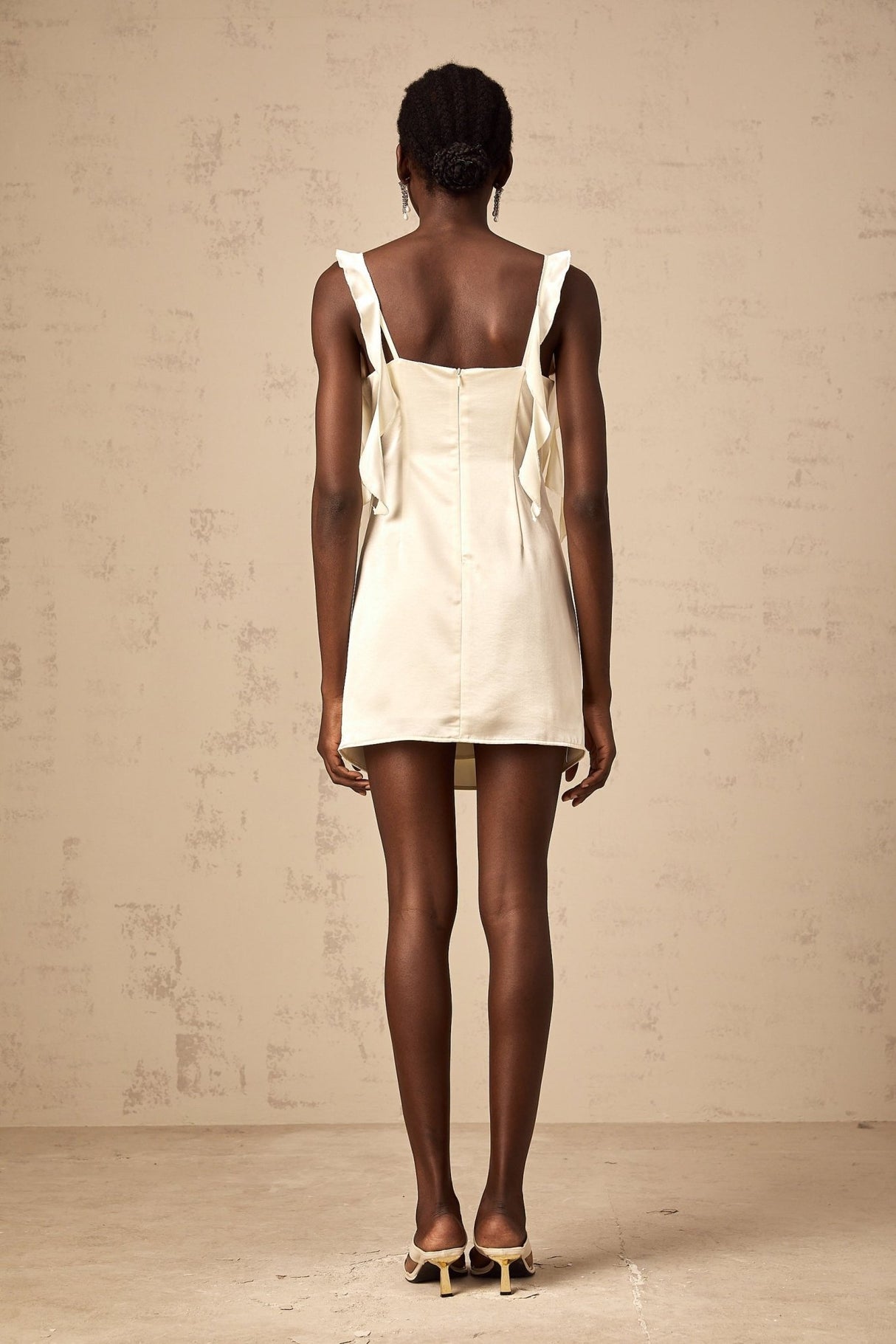 Dallas Mini Dress – Satin Finish – Sleeveless – Butterfly Appliqué