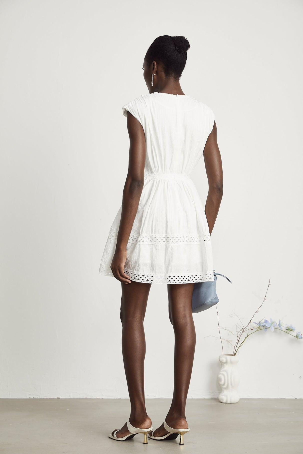 Dallas Mini Dress - V - neck - Sleeveless - Cut - out Design - A - line Embellished