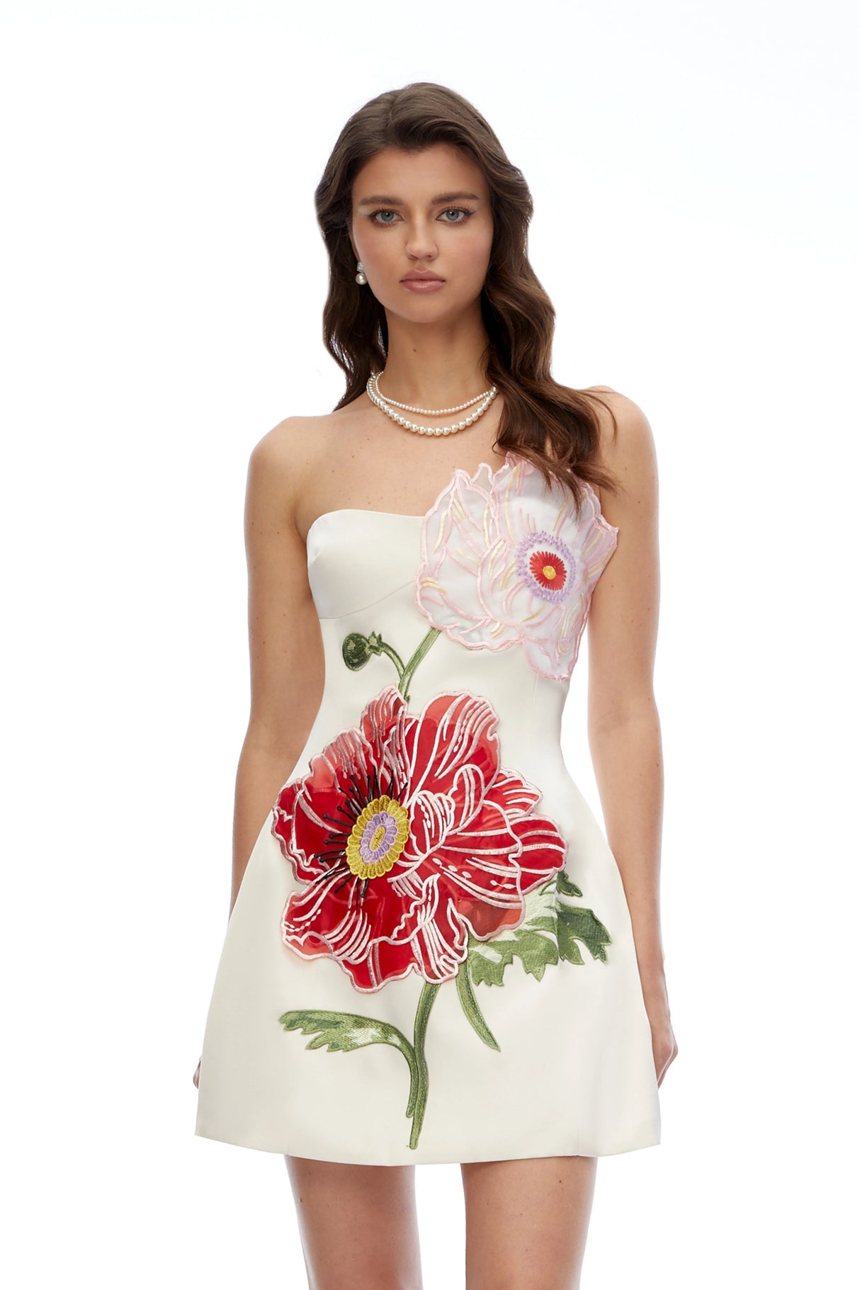 Damaris White Flora Embroidered Mini Dress