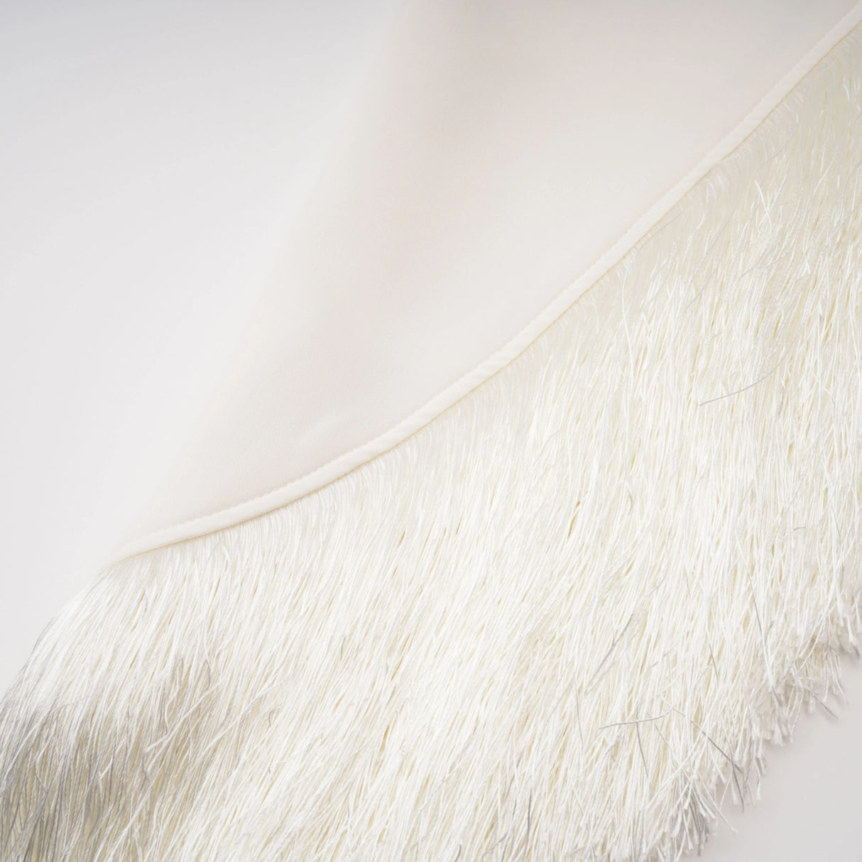Damla Cream Asymmetrical Maxi Dress with Fringe