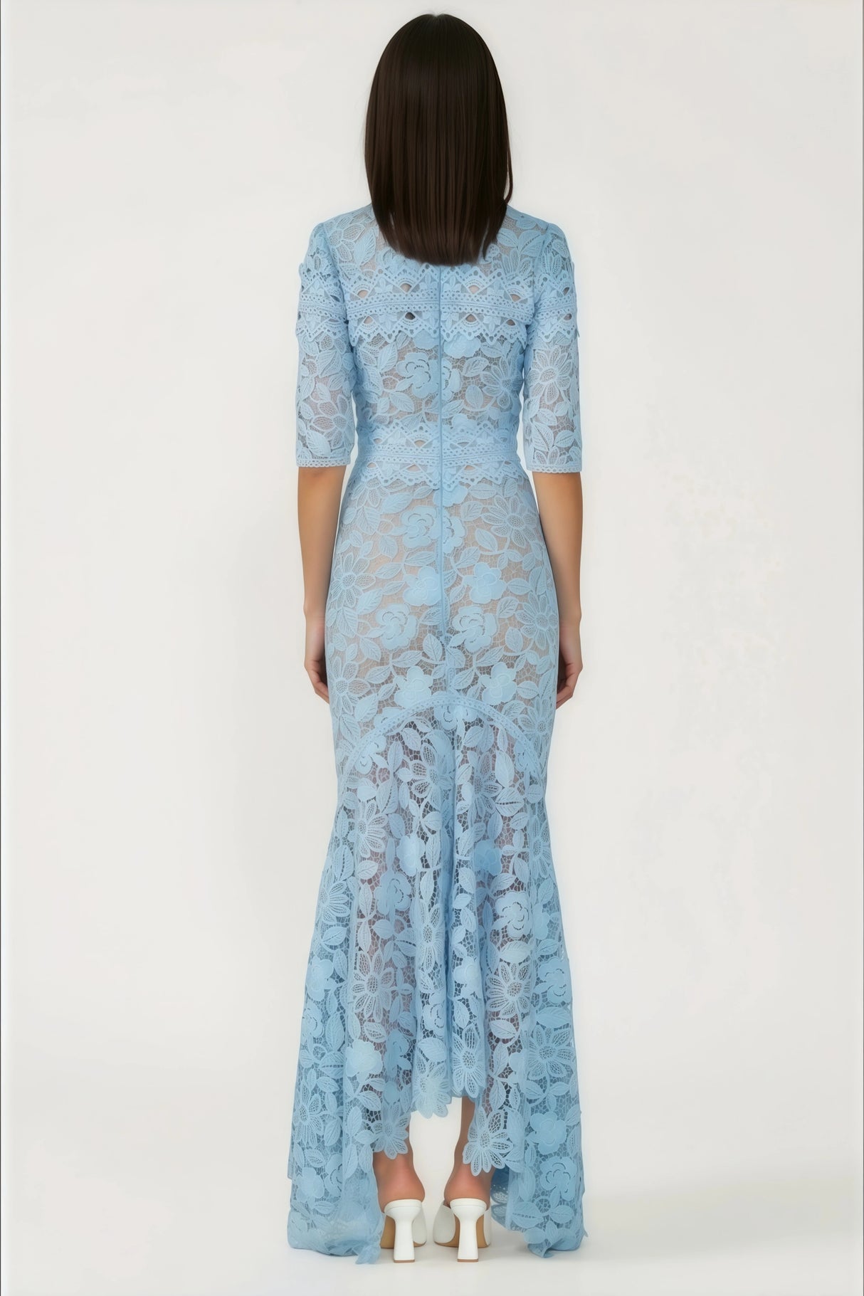 Daniela Blue Floral Lace Mermaid Maxi Dress