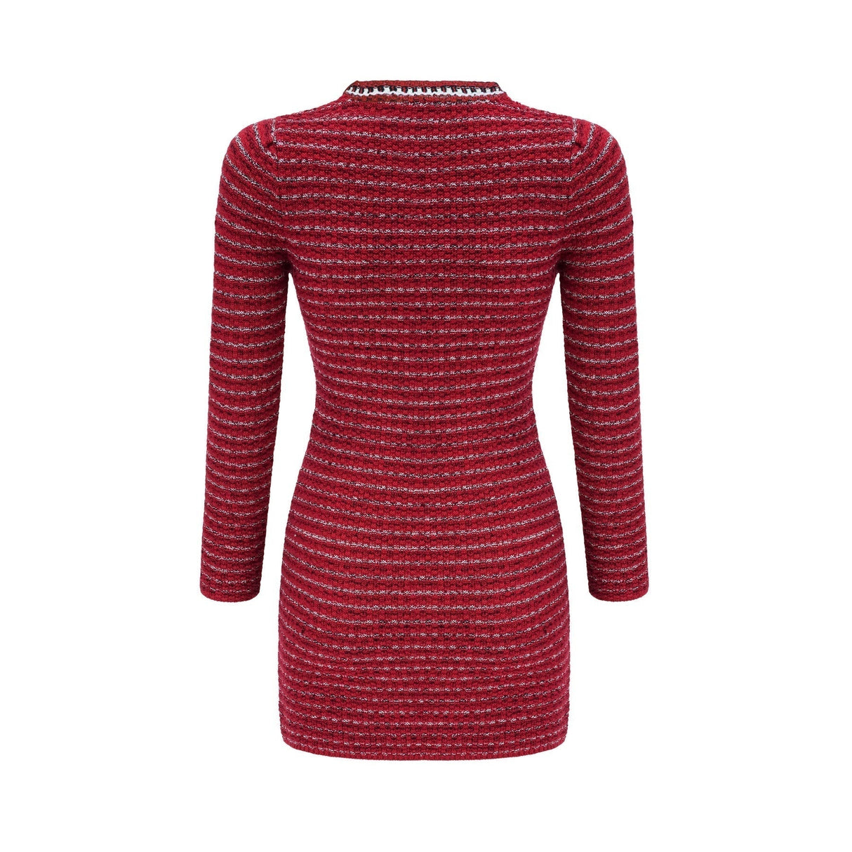 Daniela Mini Dress - Long Sleeve Colorblocked Knitted with Crystal Embellishment Bow Detailing & Front Flap Pockets