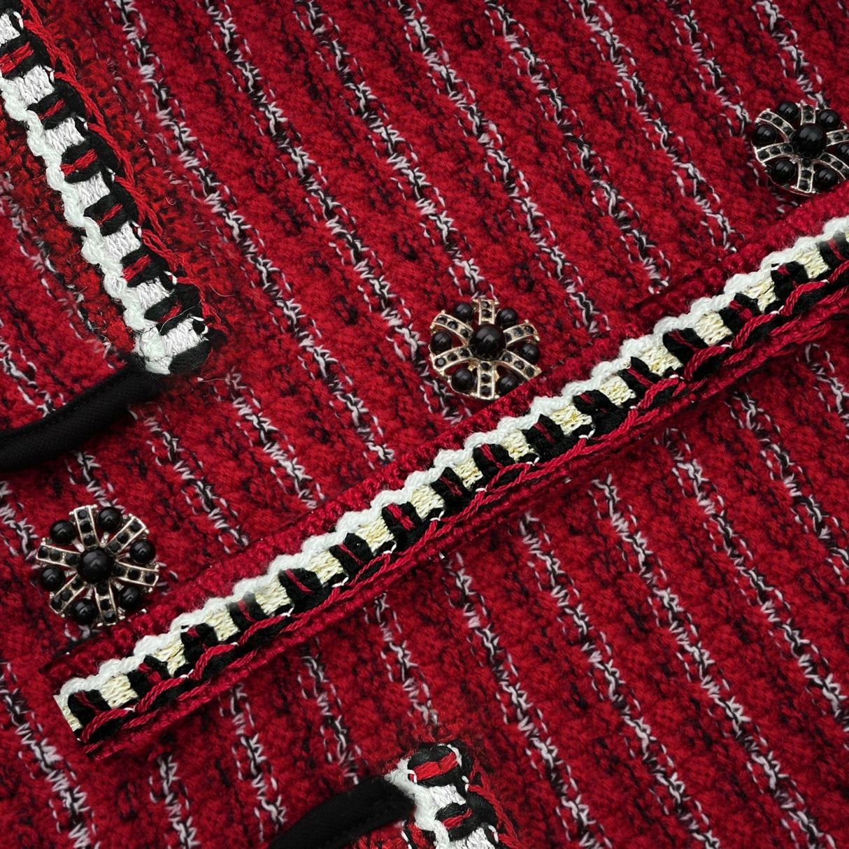 Daniela Mini Dress - Long Sleeve Colorblocked Knitted with Crystal Embellishment Bow Detailing & Front Flap Pockets