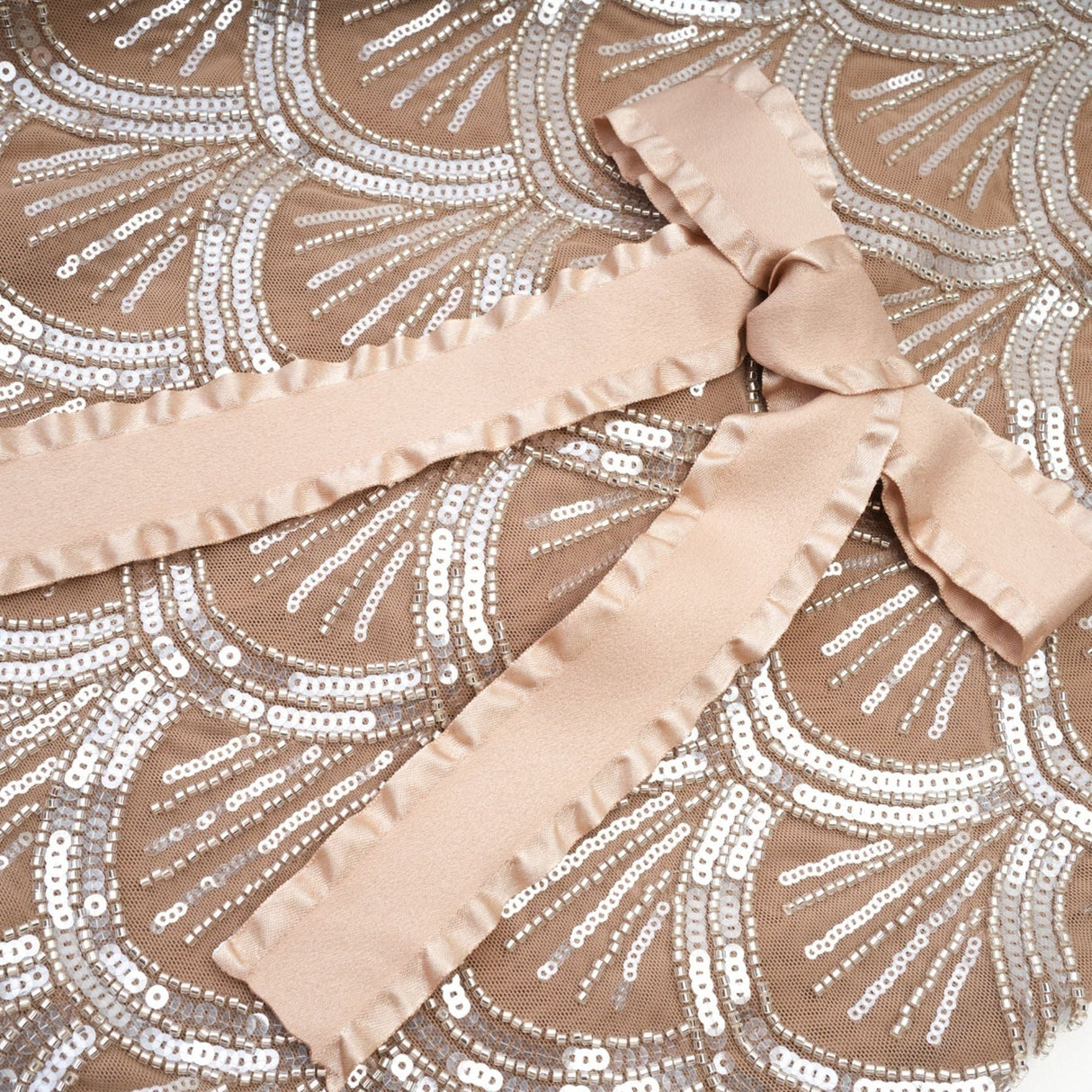 Daniela Mini Dress - Off the Shoulder Style - Bandage Design - Bowknot Detailing - Sequin Embellished