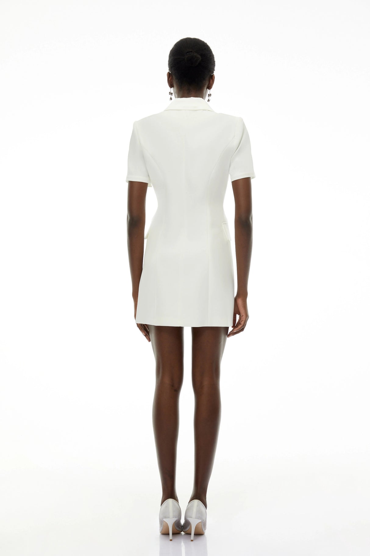 Daniella White DoubleBreasted Embroidered Blazer Dress