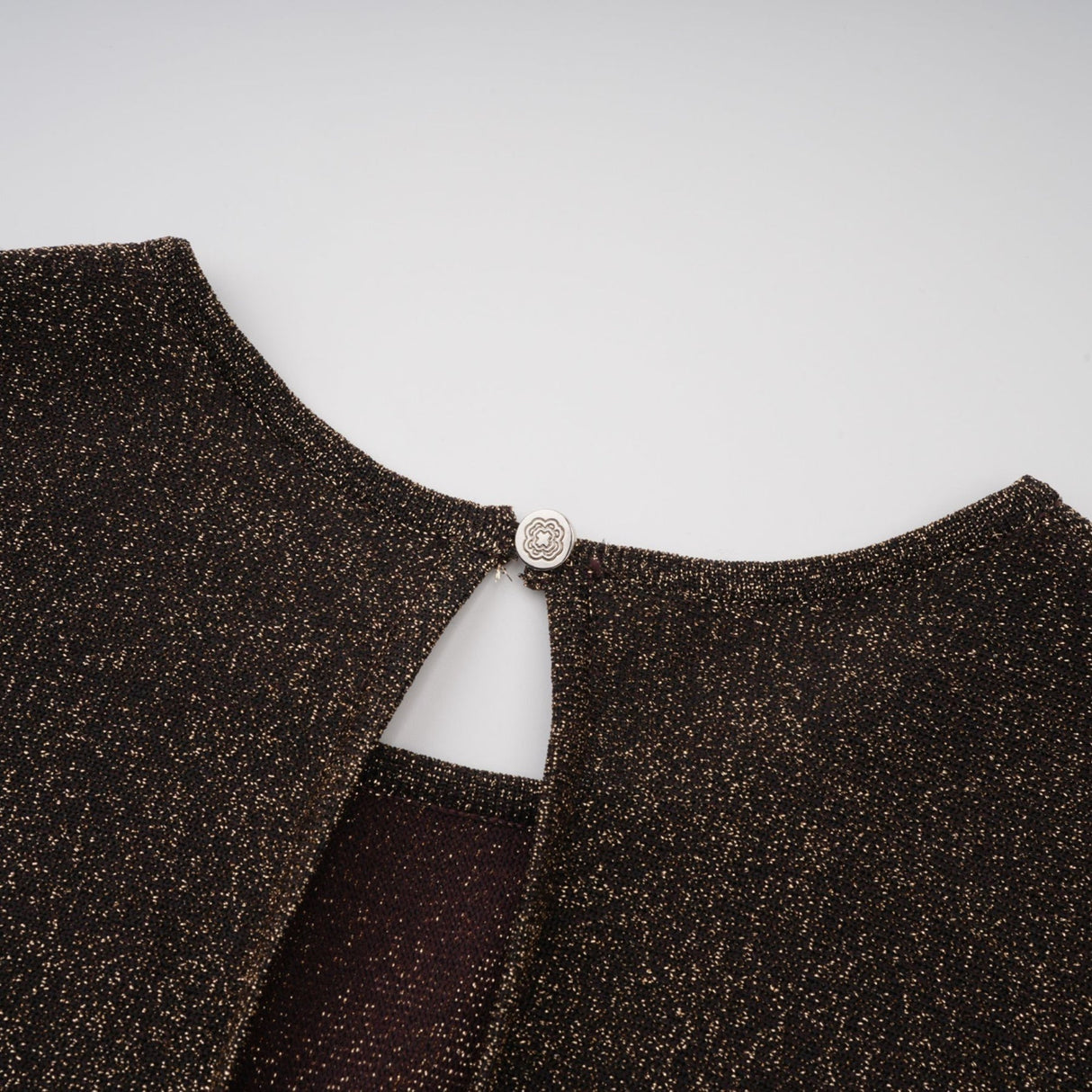 Daphne Midi Dress - Long Sleeves - Metallic Threading - Ribbed Knit - Flared Skirt - Elegant Midi Length