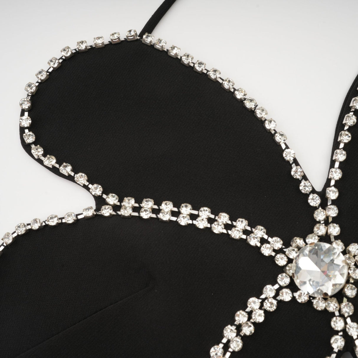 Daphne Top - Halterneck - Sleeveless - Backless - Crystal Embellishment - Floral Motif - Cropped