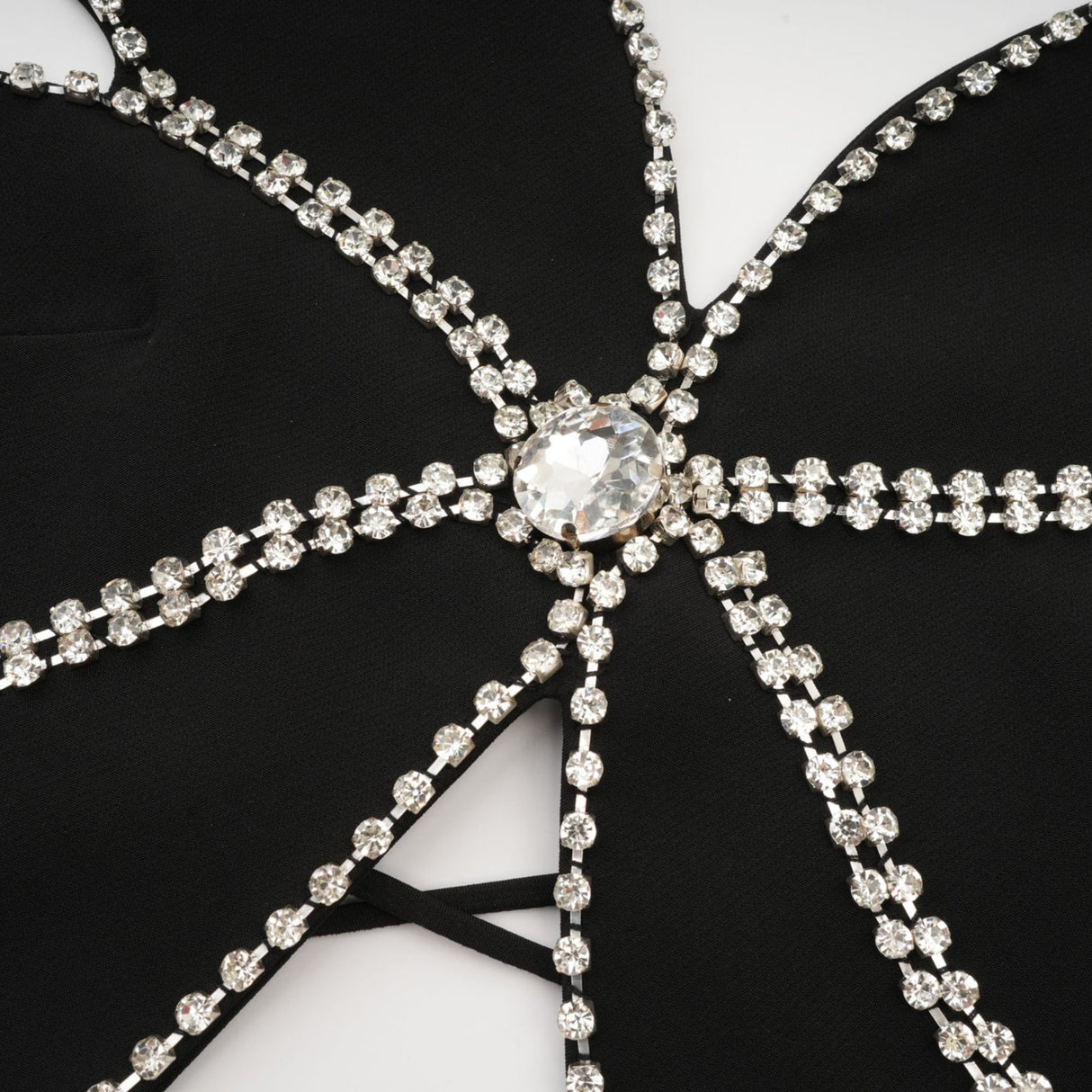 Daphne Top - Halterneck - Sleeveless - Backless - Crystal Embellishment - Floral Motif - Cropped