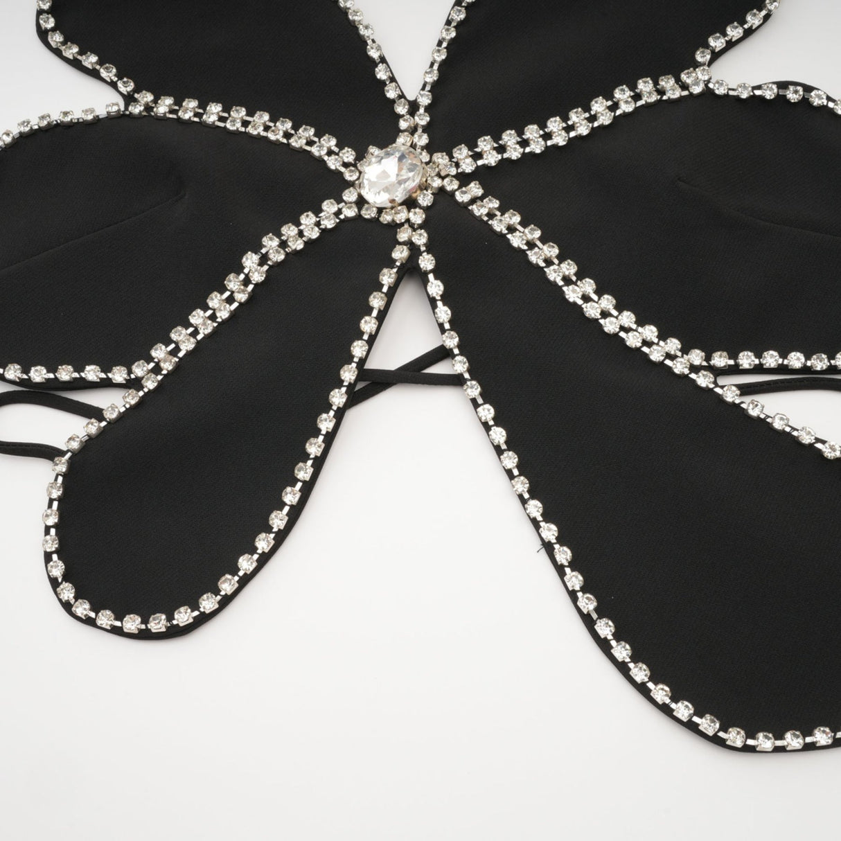 Daphne Top - Halterneck - Sleeveless - Backless - Crystal Embellishment - Floral Motif - Cropped