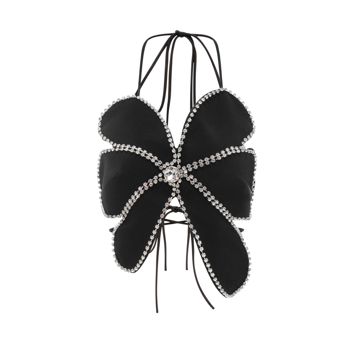 Daphne Top - Halterneck - Sleeveless - Backless - Crystal Embellishment - Floral Motif - Cropped