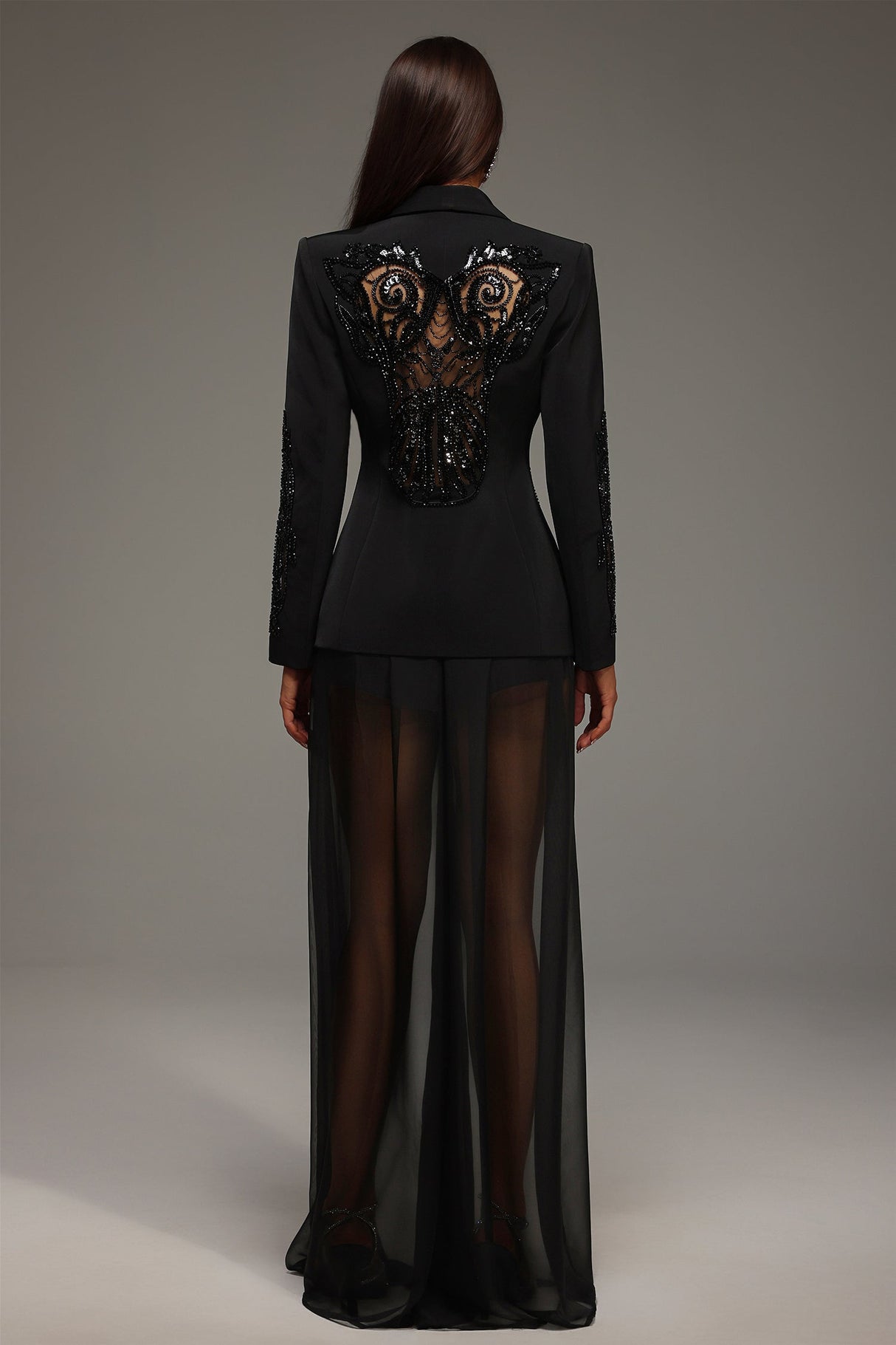 Dayana Black Sequin V-Neck Maxi Dress