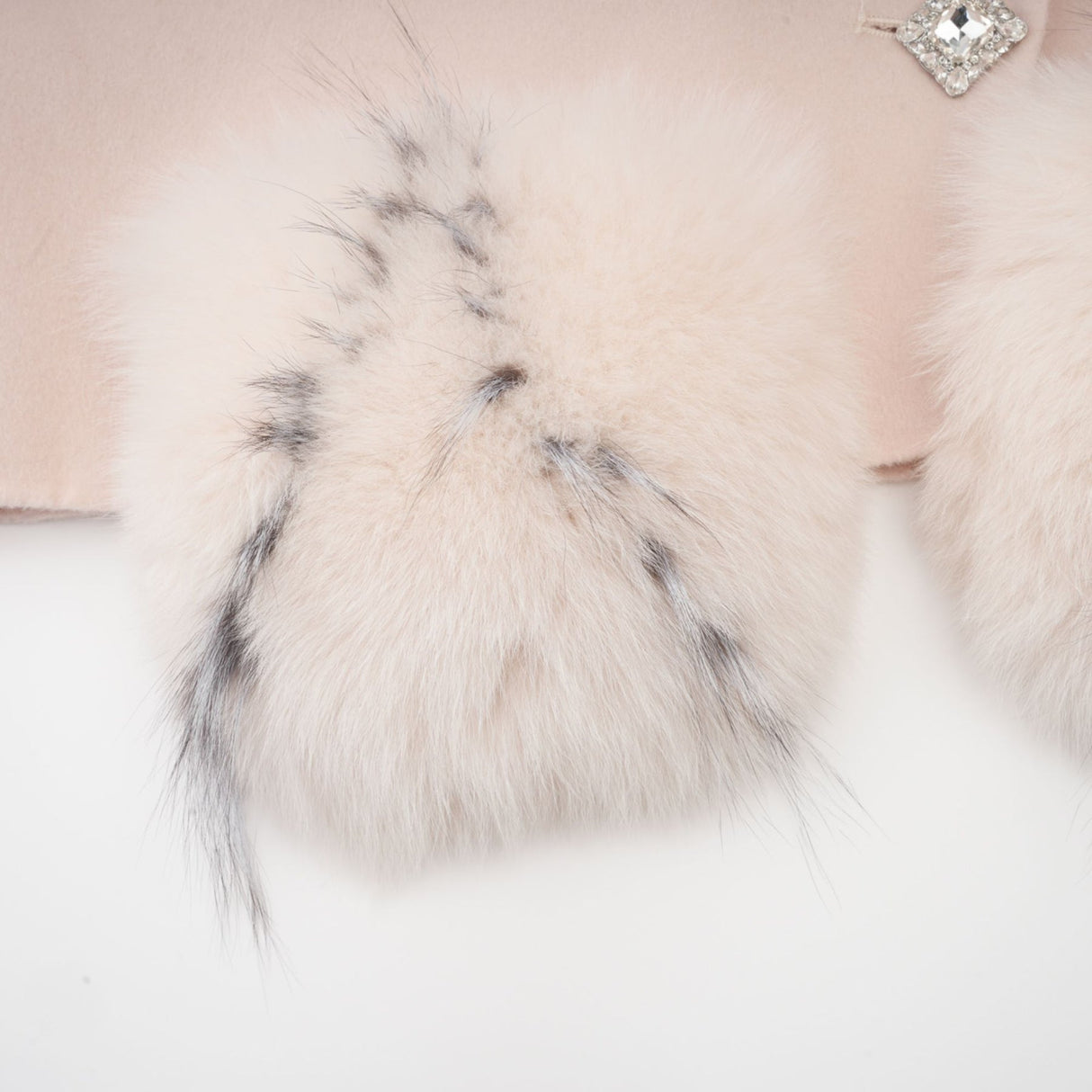 Dayana Coat - Faux fur detailing - Mock neck - Crystal - embellished buttons - Cropped