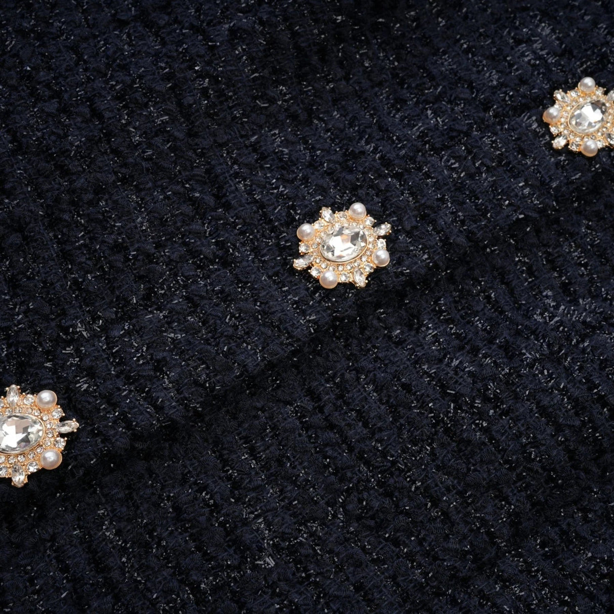 Dayana Maxi Dress Navy Blue Detachable Skirt Crystal Buttons