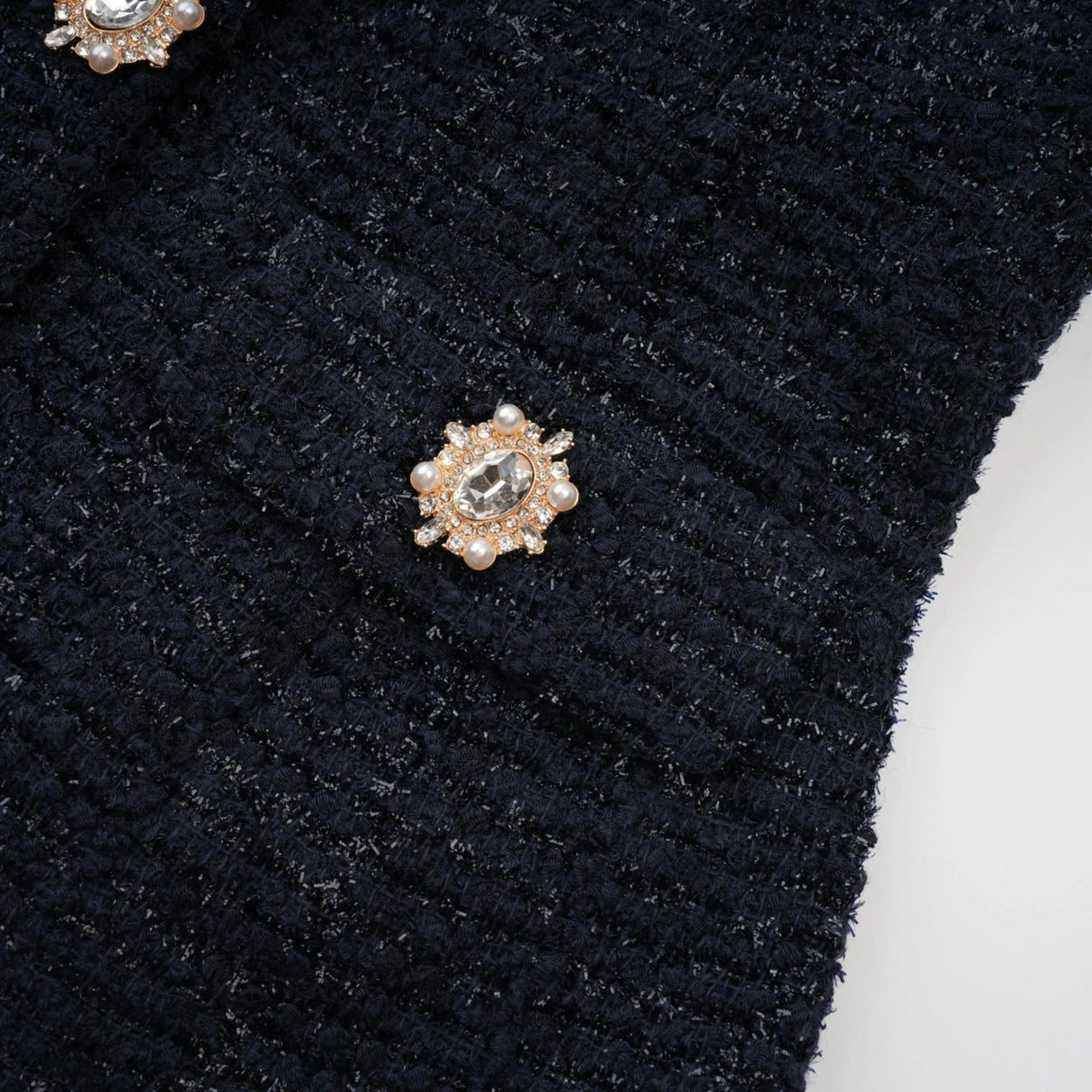 Dayana Maxi Dress Navy Blue Detachable Skirt Crystal Buttons