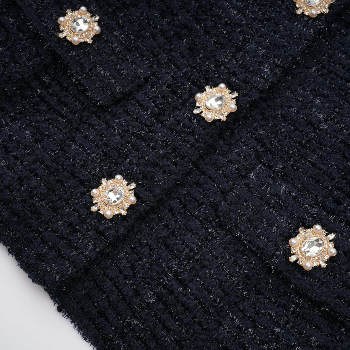 Dayana Maxi Dress Navy Blue Detachable Skirt Crystal Buttons