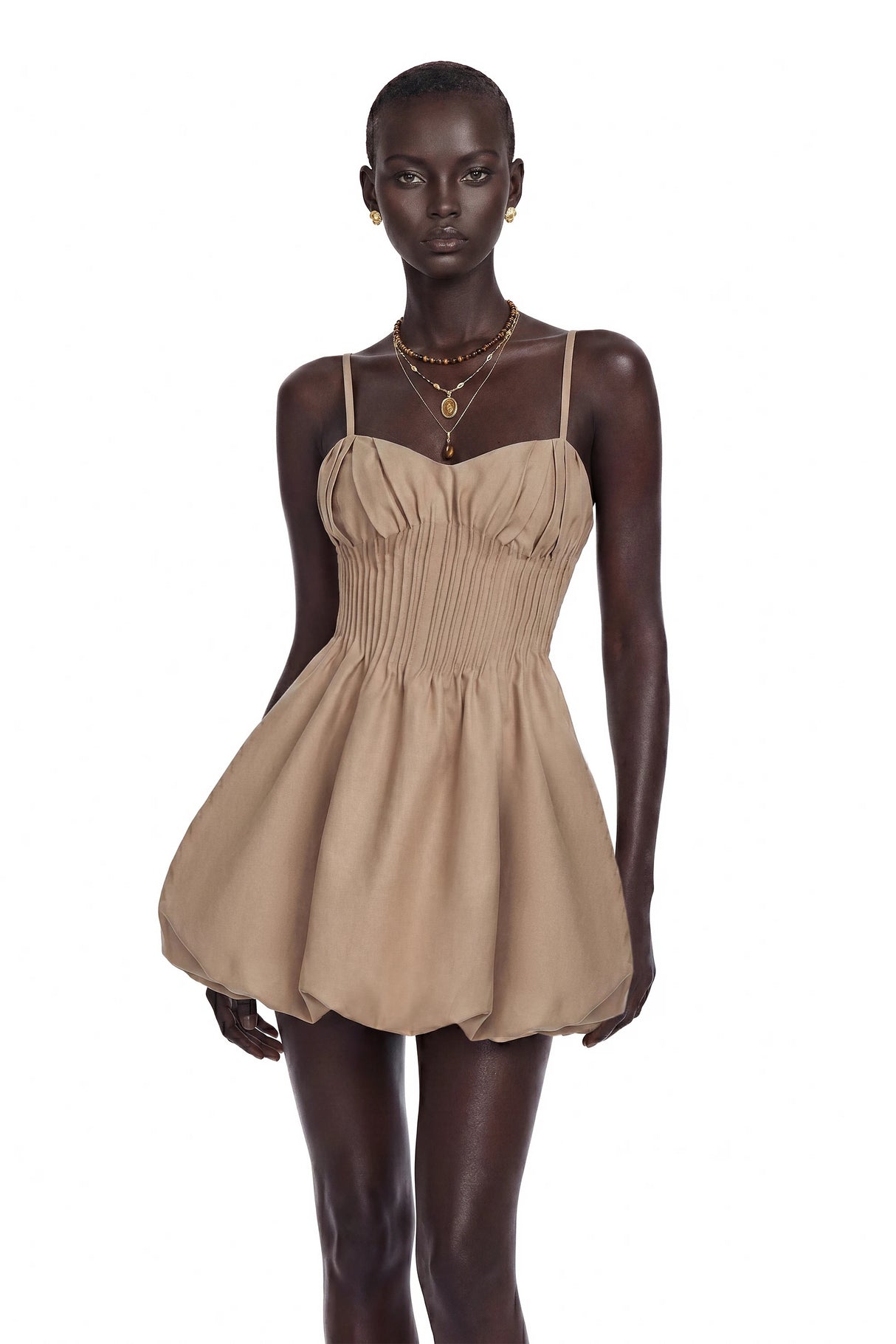 Deborah Champagne Sweetheart Pleated Mini Dress